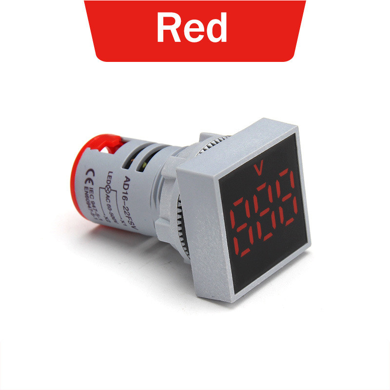 leyden 60-500V AC, 22 mm Square RED Volt Meter Digital Voltage Meter Digital Voltage Tester image 1