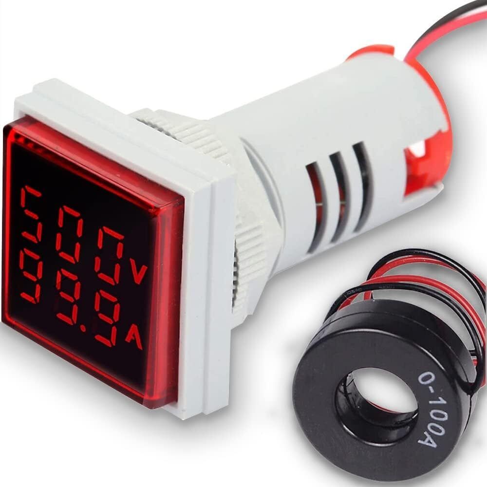 AC 30-500V 0-100A Digital Volt Ammeter | Square LED Dual Voltage Current Meter Voltmeter-image-30