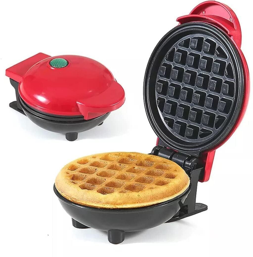 Electric Waffle Iron, Mini Waffles Maker Machine For Home, Red - 350 Watts Waffle Maker-image-0