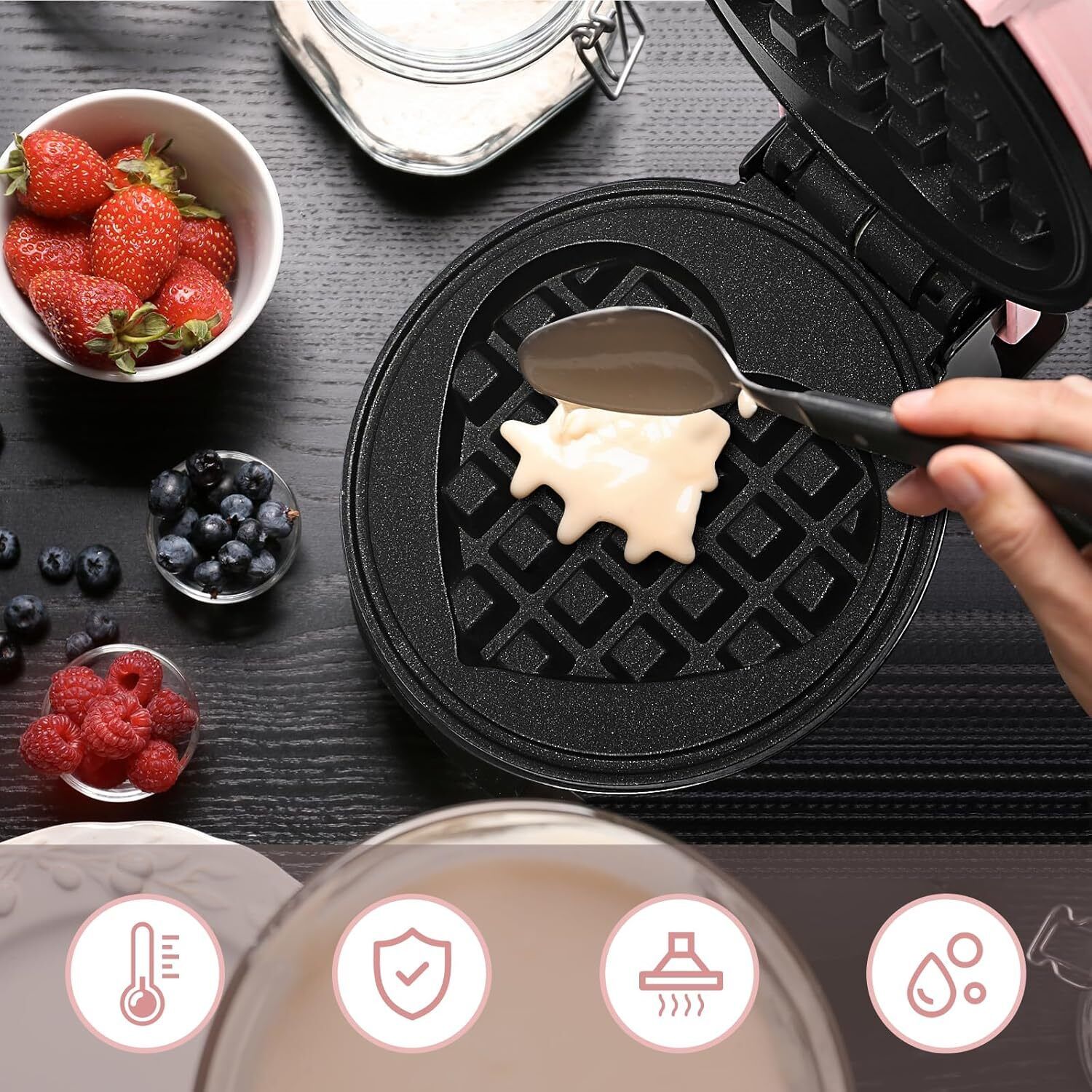 lateshop Non-Stick Perfect Breakfast, Dessert, Waffles, PanCakes, Panini & Snacks Machine Waffle Maker-picture-10