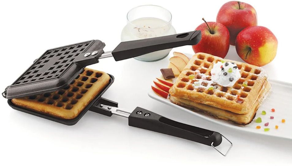 blluex Non-Stick Coating, Quick Heating, Cool-Touch Handle, Exclusively for Gas Stoves Waffle Maker-picture-45