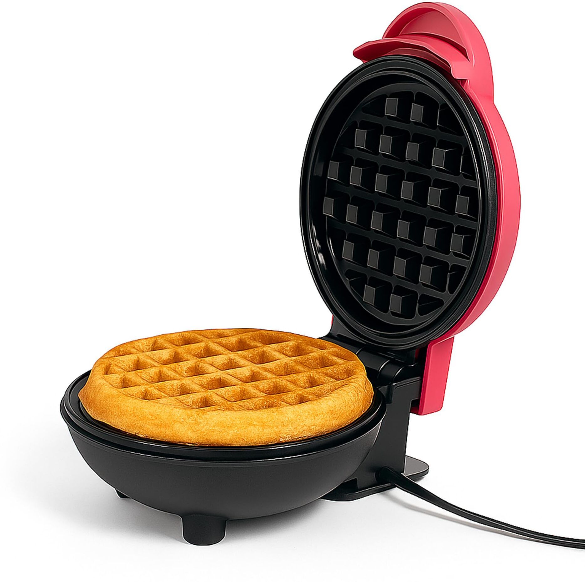 frendz Mini Waffle Maker Machine 350 Watts | Perfect For Breakfast (RED ROUND Shape) Waffle Maker-picture-30