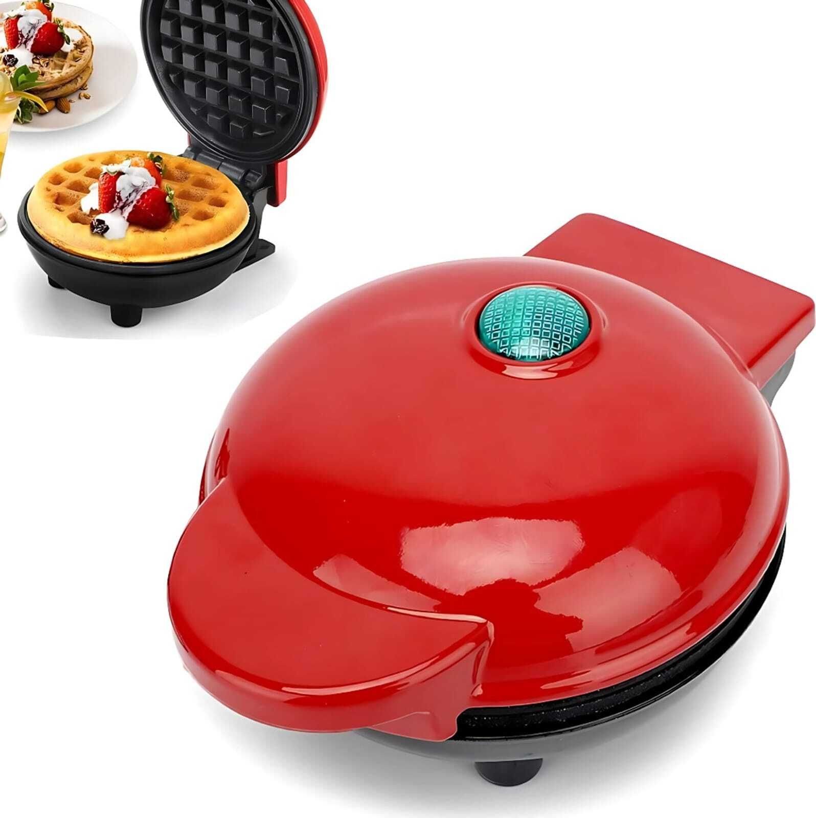 Stainless steel 3-in-1 mini waffle maker, for breakfast (4 inch, 350 watts, red) Waffle Maker-image-27