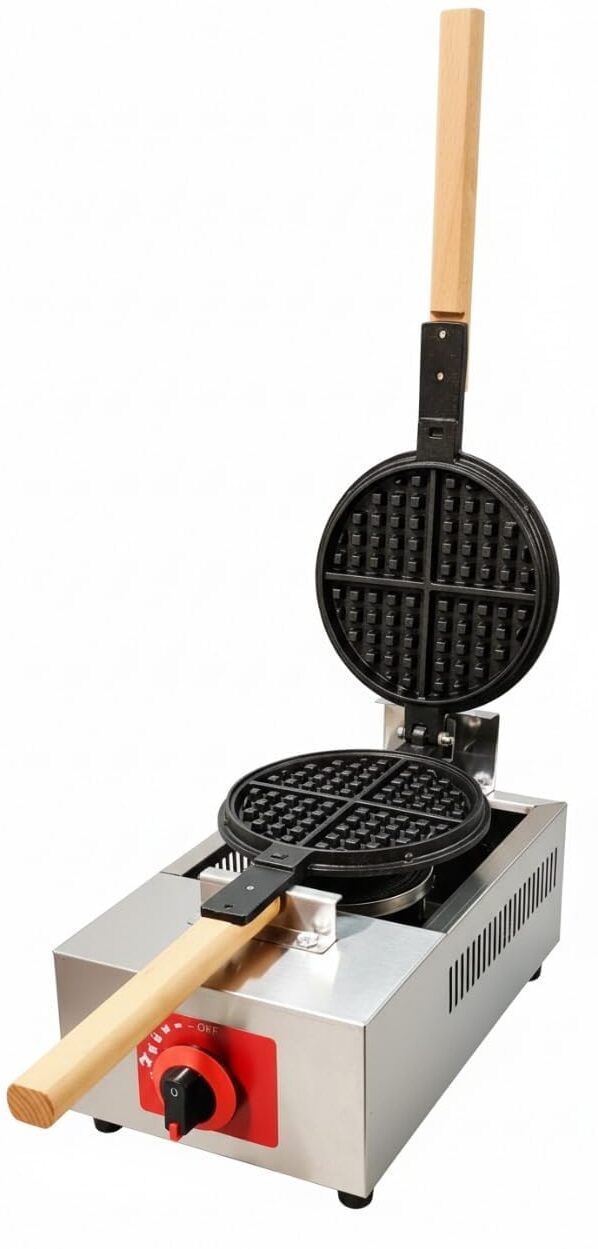 khushi udyog Commercial Gas Belgian Waffle Maker, Round 4-Slot with Wooden Handle Waffle Maker-picture-10