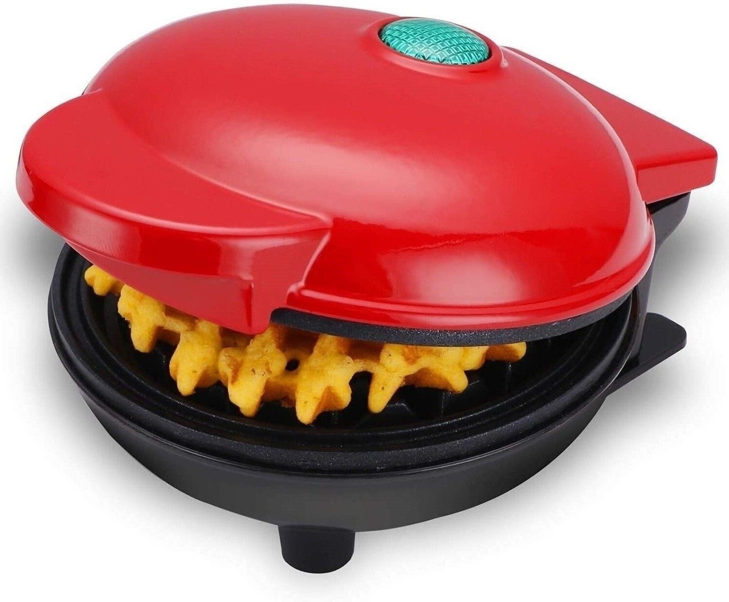 Mini Waffle Maker 4 Inch- 350 Watts: Non-Stick Electric Iron Machine Red Waffle Maker