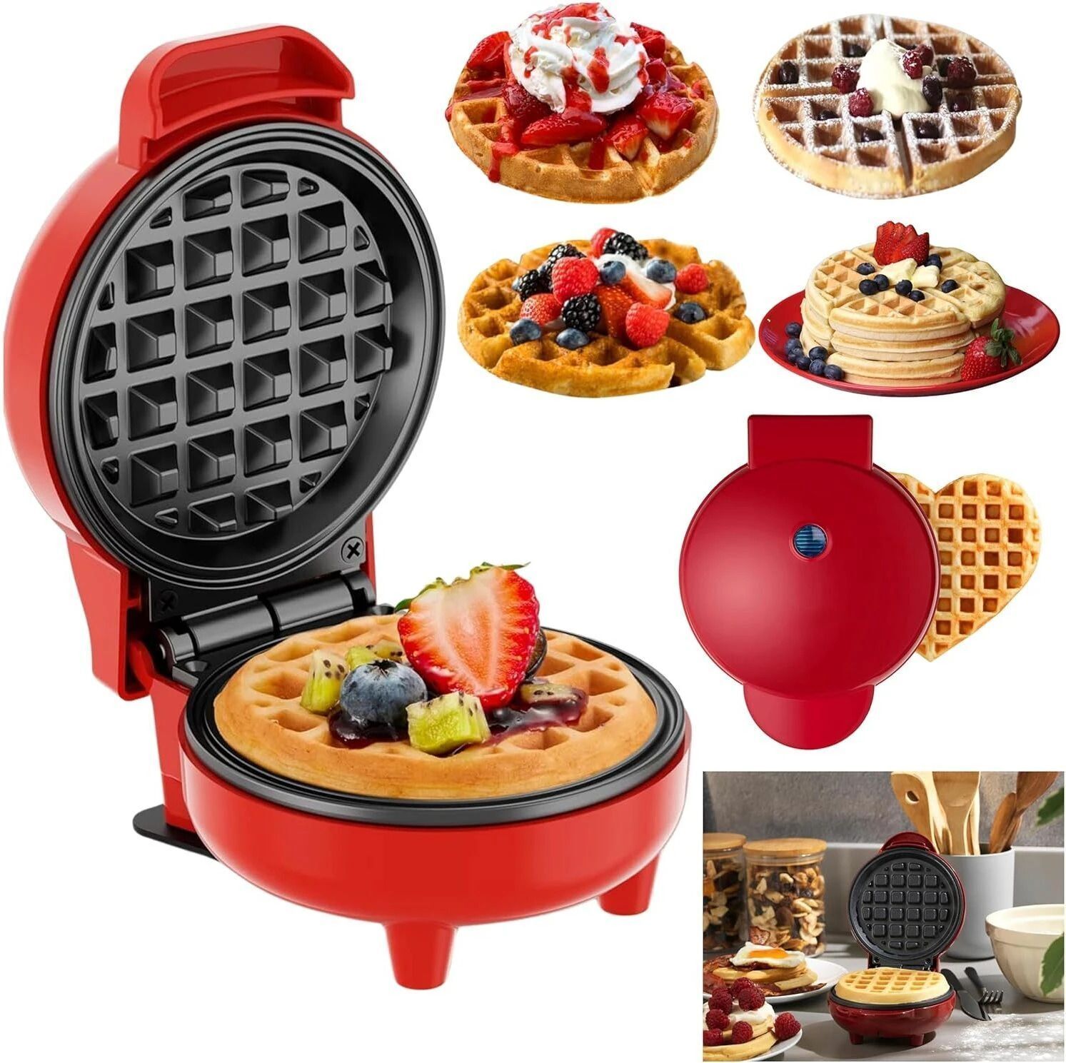 3 IN 1 Waffle Maker Iron Cast for Home, Kids, Belgian Wafles, Pan Cakes ,Paninis Waffle Maker