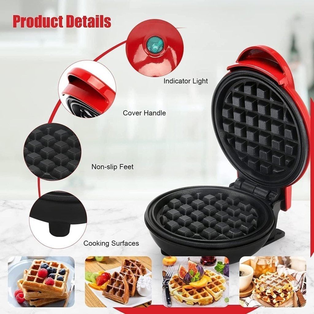 Electric Non-Stick Waffle Maker | Compact Heat Control Waffle Maker-image-16