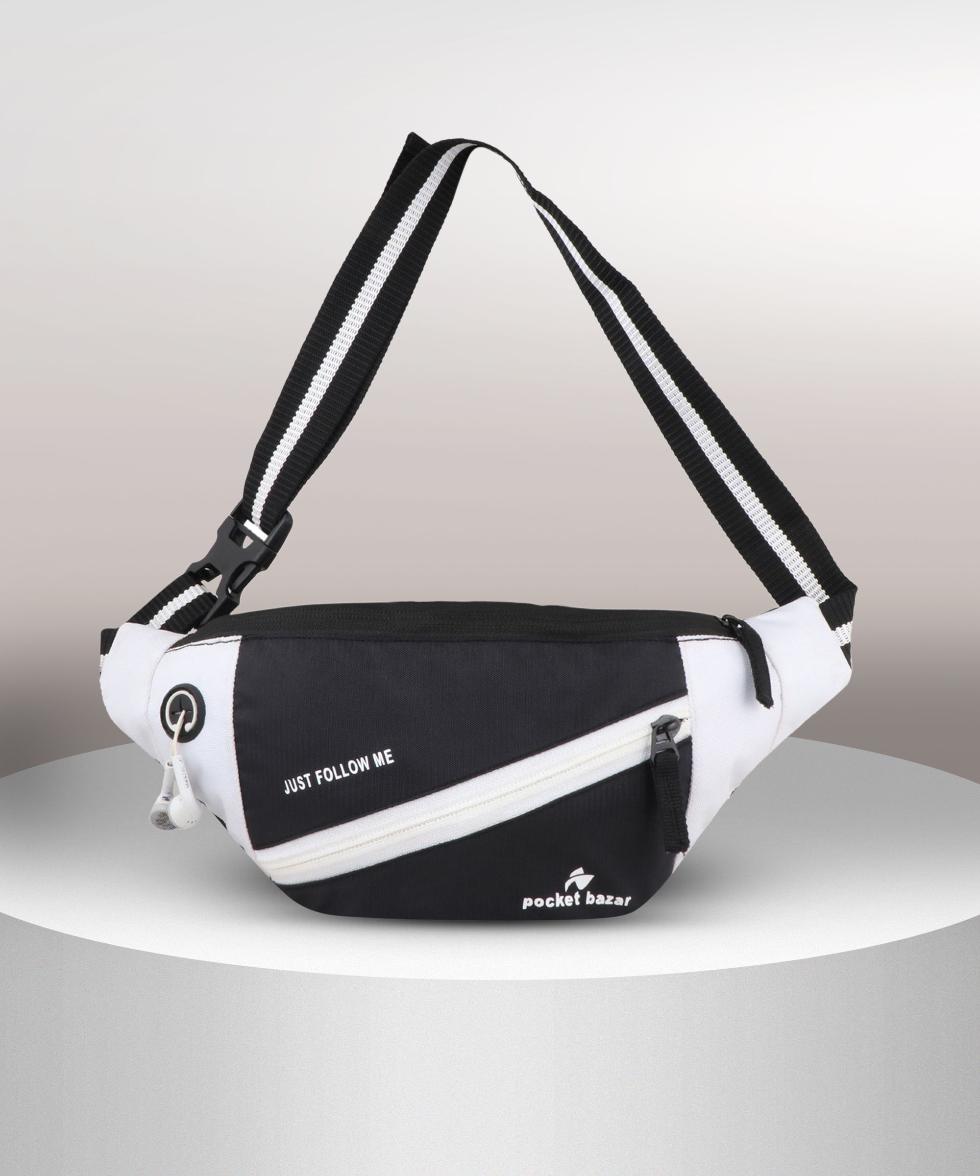 pocket bazar STYLISH WAIST BAG FOR MEN, WOMEN BLACK WHITE Waist Bag-image-30