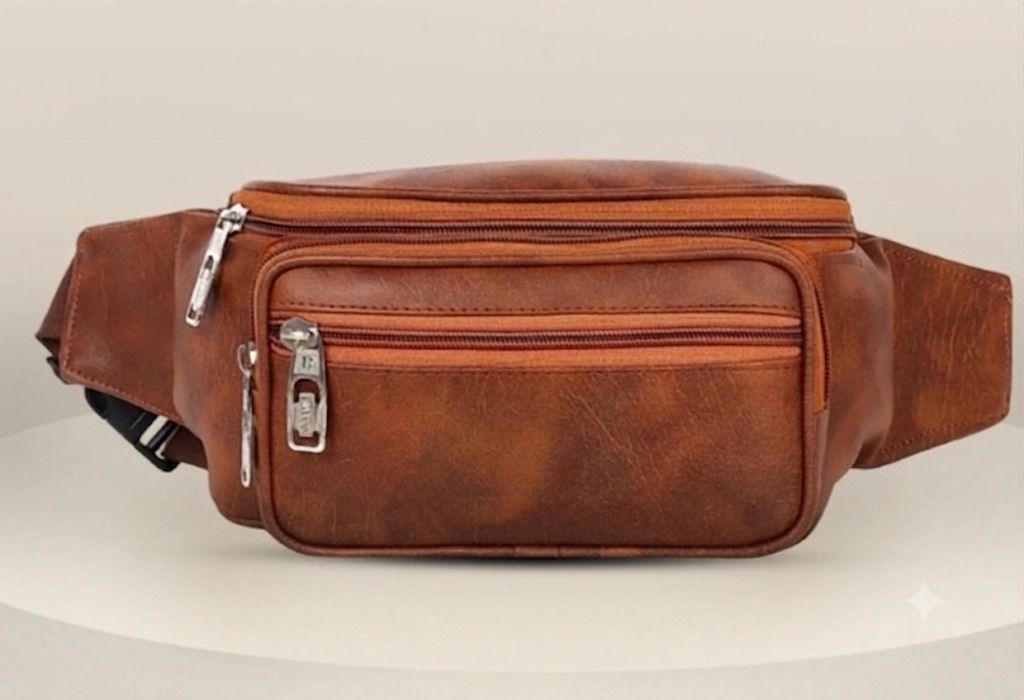 Vestor Men's Artificial Leather Waist Bag Crossbody & Fanny Pack with Multiple Zippers Waist Bag-image-31
