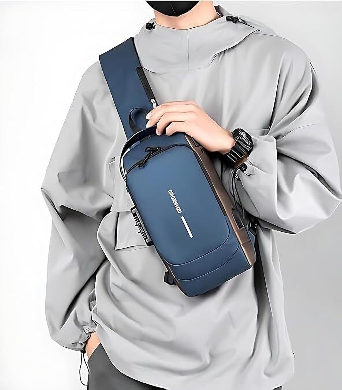 ByteBoutique Cross Body Sling bag-Black-MultiColor(BLue+Metallic Bronze) Sling bag-picture-10