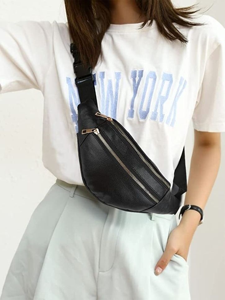 QuiteFit PU Leather Waist Bag for Men Belt Bag Unisex Fanny Bag Bum bag, Unisex Waist Bag Unisex Waist Bag-image-44