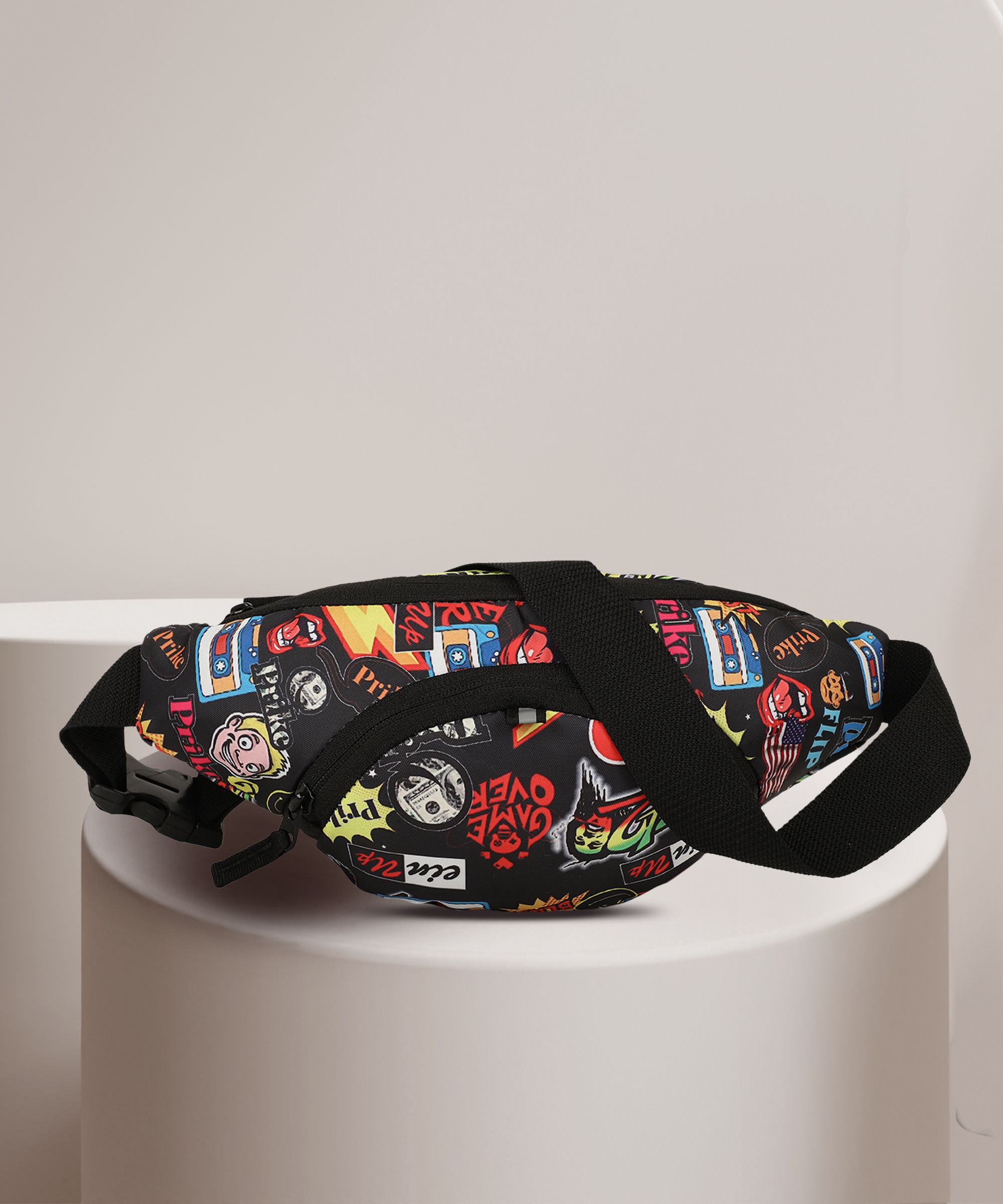 einup simple printted waist bag Elegant Style Travel Pouch Passport Holder with Adjustable Strap