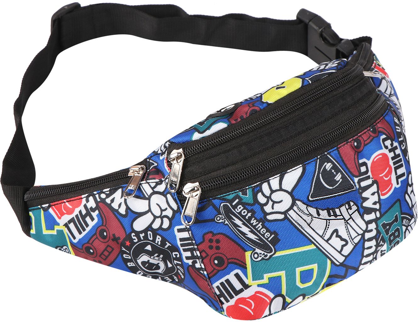 ROCKZONE WAIST-BAG-ALPHABET-ROYAL-BLUE-(5-ZIP) Waist bag-image-10