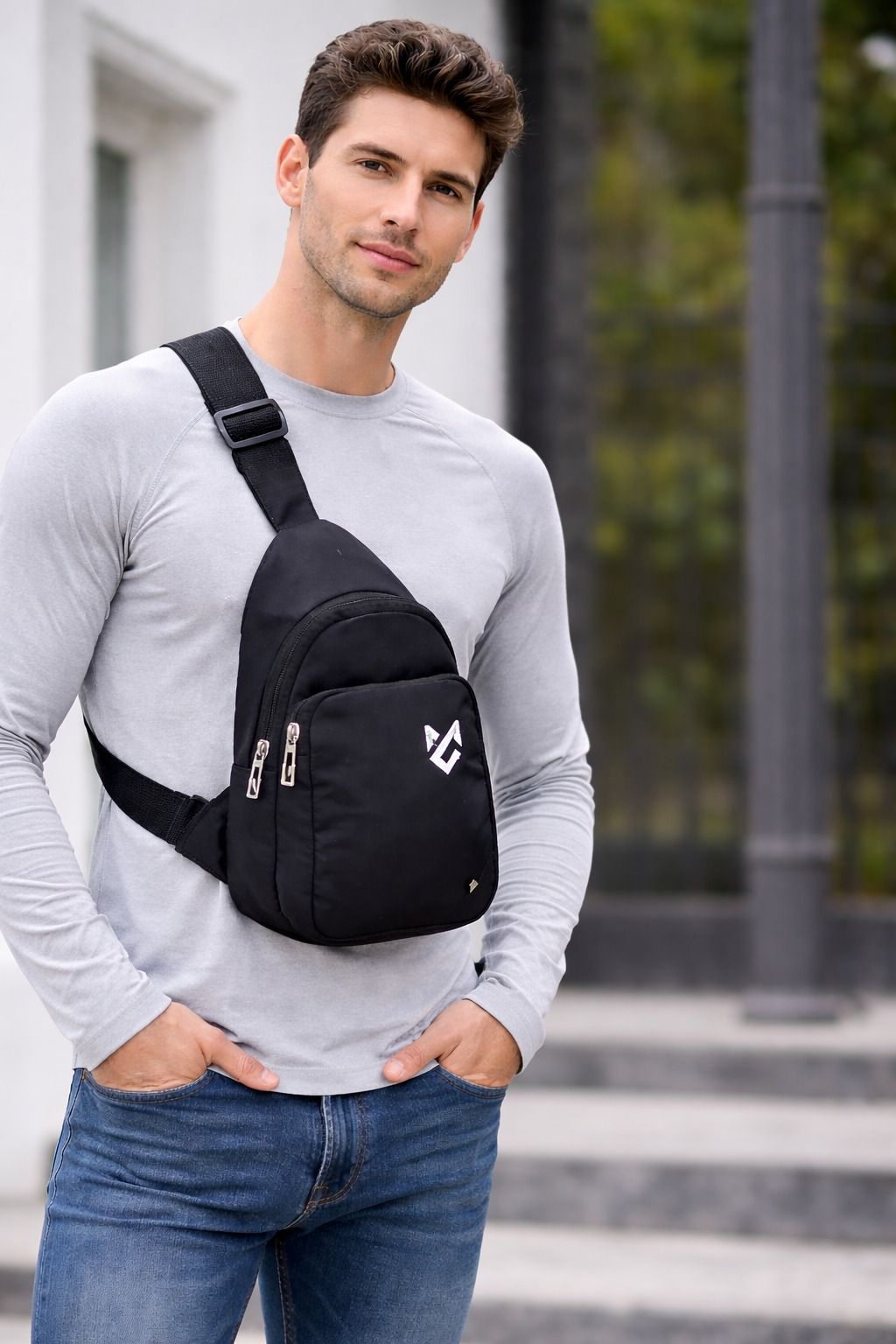 LOADMAN LM=Crossbody Sling Bag black01 Classic Chest Crossbody Travel Bags Men-picture-13