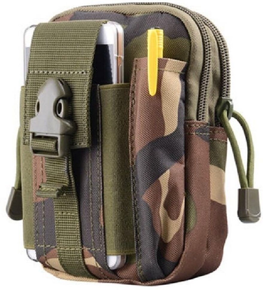 KRAPTICK Multi-Purpose Water Proof Waist Bag for Men/Women/Girls, Camping Hiking Pouch, Waist Pouch with Dual Compartment - Jungle Camouflage