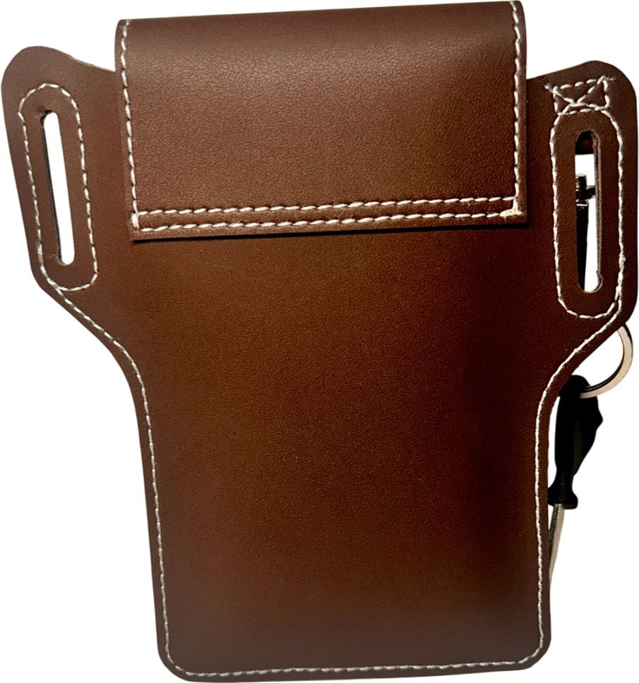 VIAZ VENTURES Brown Phone Belt Holder For Men & Women PU Brown Leather Belt Phone Pouch Cell & Card Holder 01-image-29