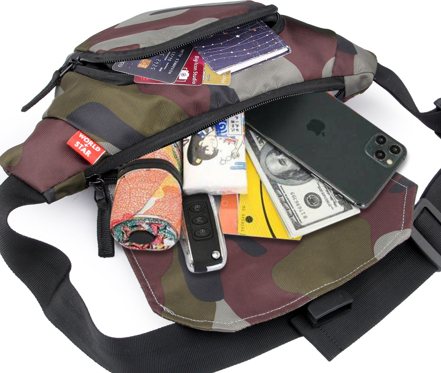 Worldstar side bag bum bagfor Men & women Waist bag 8 waist bag Suitable for Travel Waist Bag-image-16