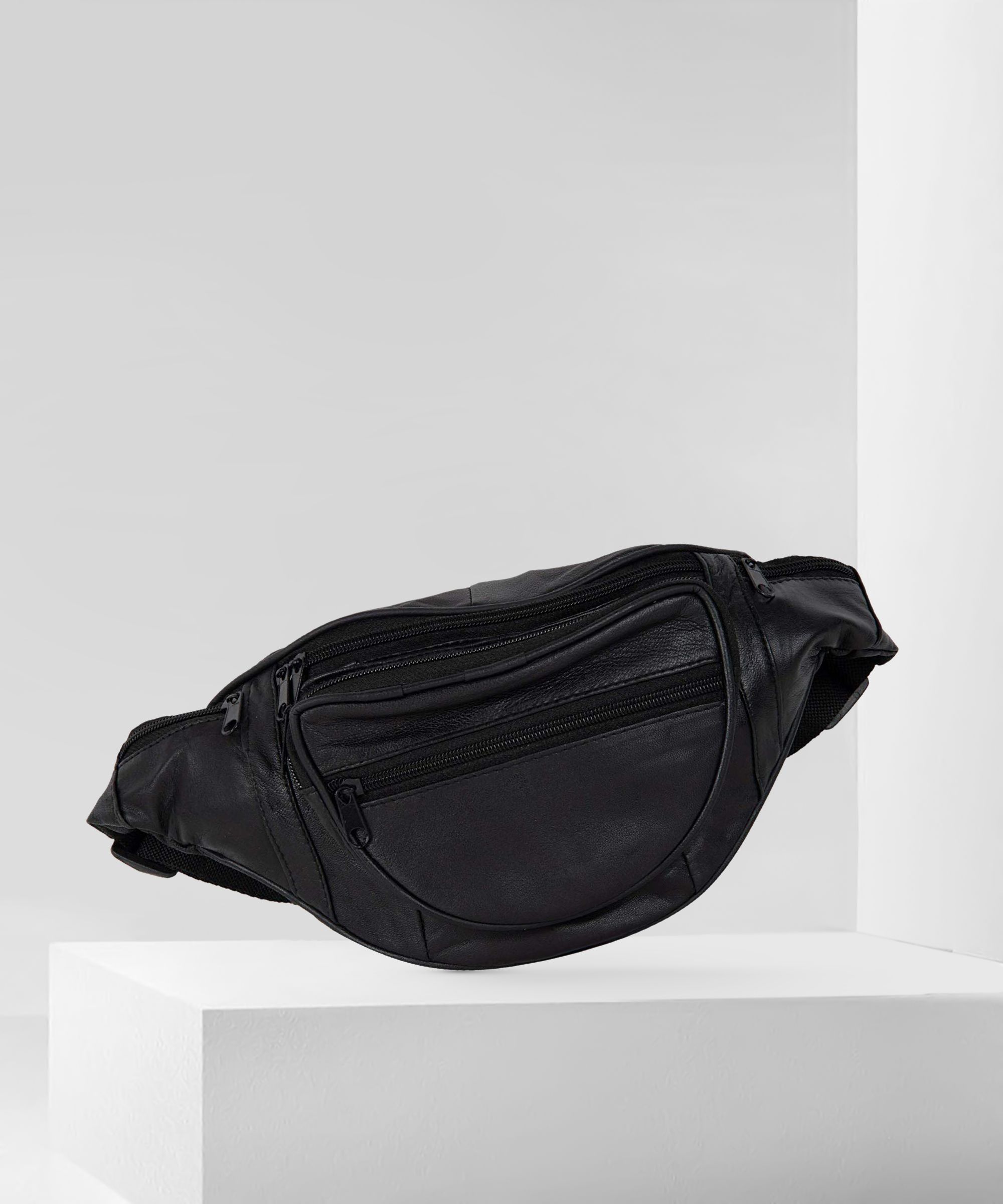RS ENTERPRISES Multipurpose Bag Black Pure Leather Stylish Waist Pouch(Black) Waist Bag