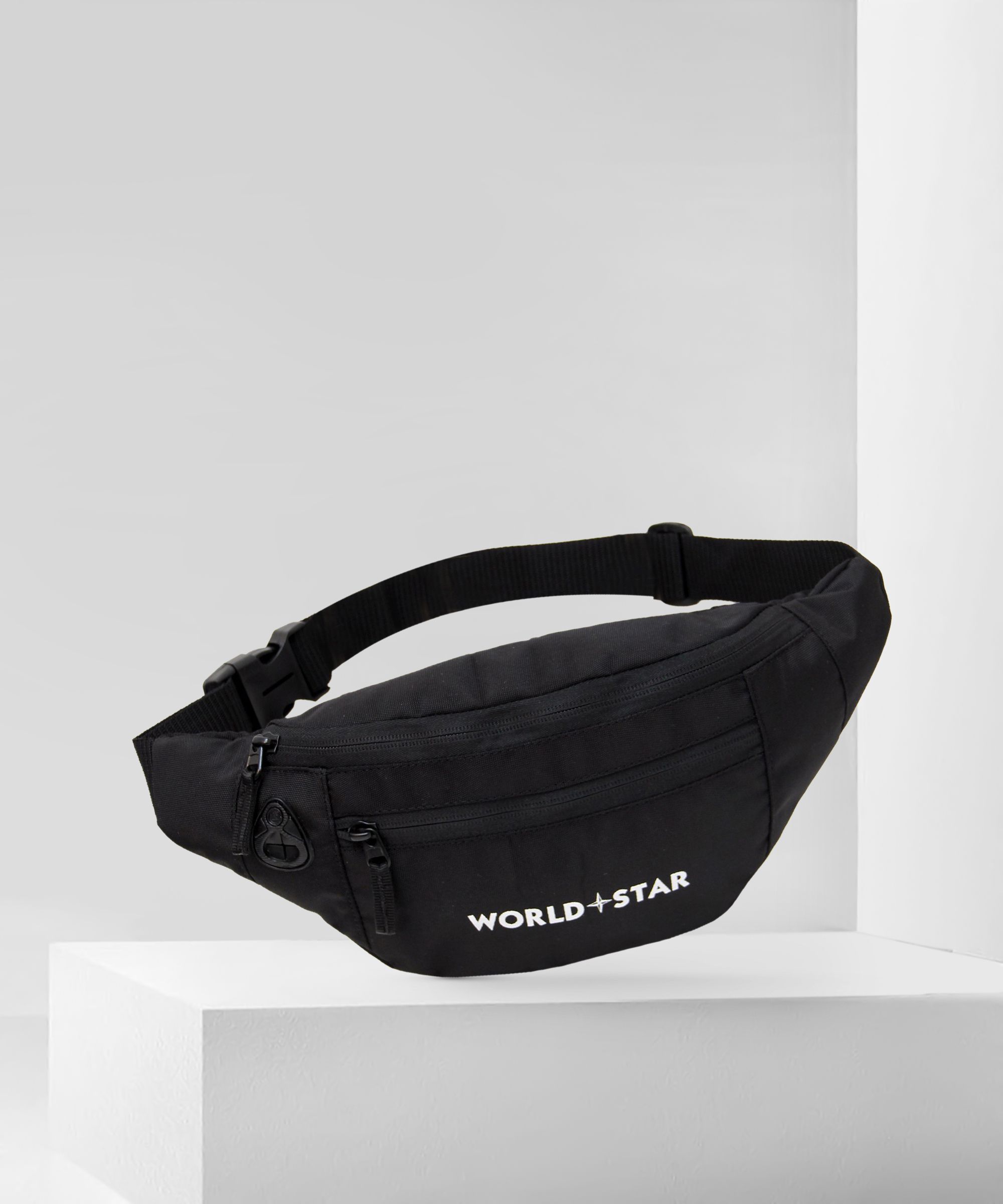 Worldstar ROCCKK BLACK WAIST BAG Elegant Style Travel Pouch Passport Holder with Adjustable Strap