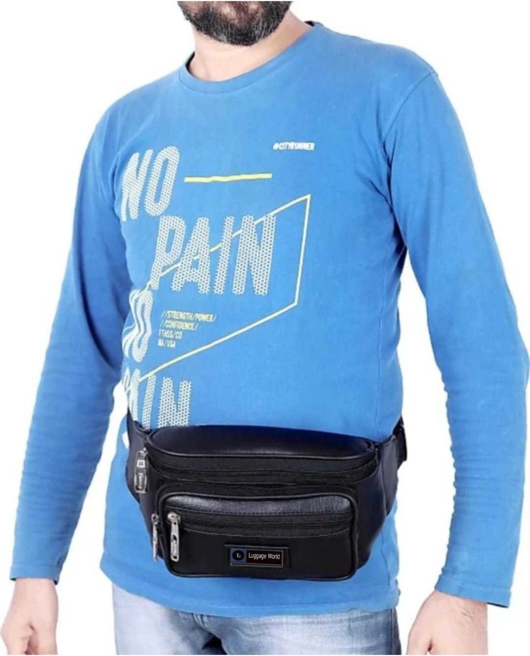 LUGGAGE WORLD PU Leather Waist Pouch Funny Pack bag for Travel | Belt Side Stylish Money Kamar Waist Pouch Funny Pack Swipe Chest bag-image-29