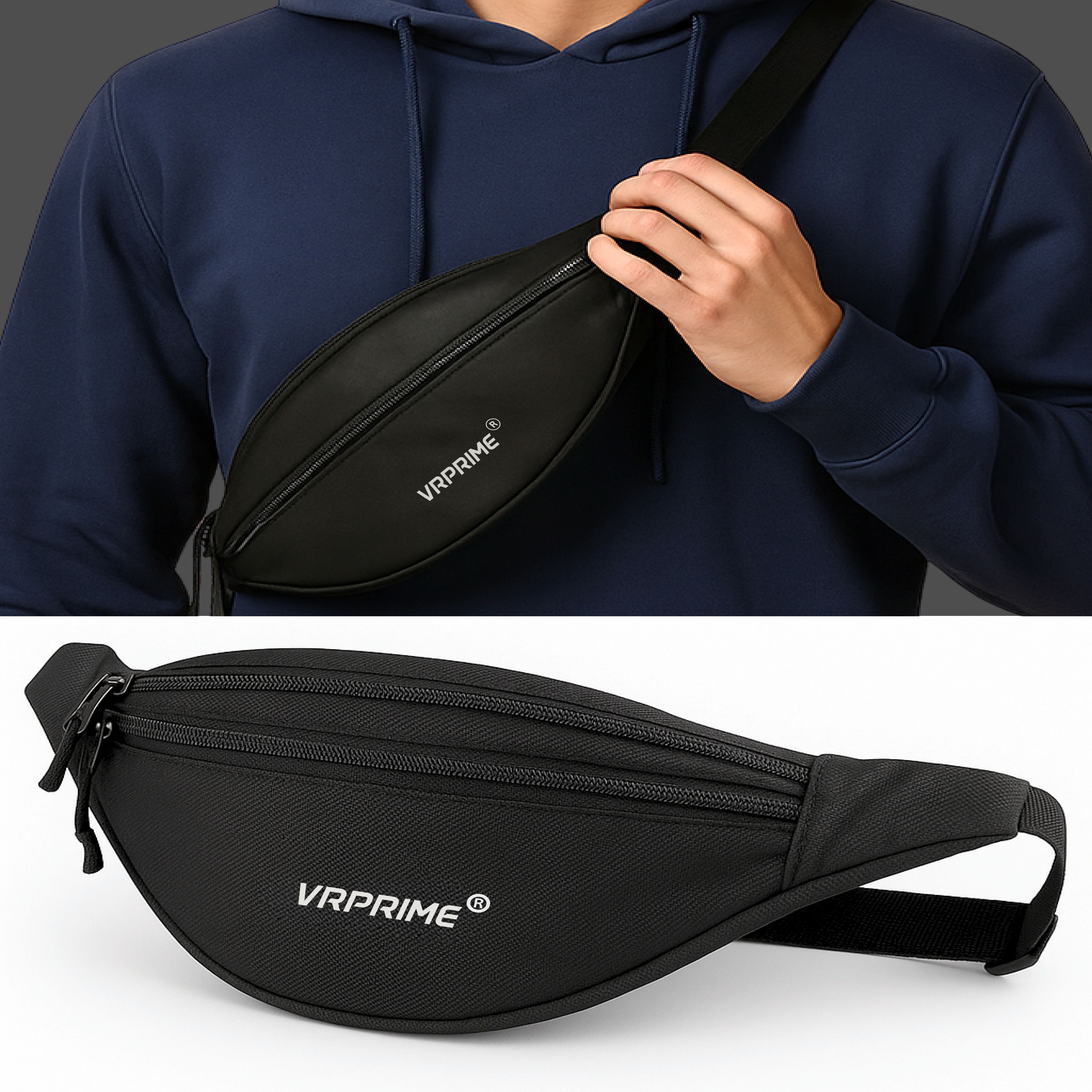 VRPRIME Waterproof Waist Bag for Men & Women | Sturdy Travel Sling Chest Pouch Fanny Waist Bag-image-1