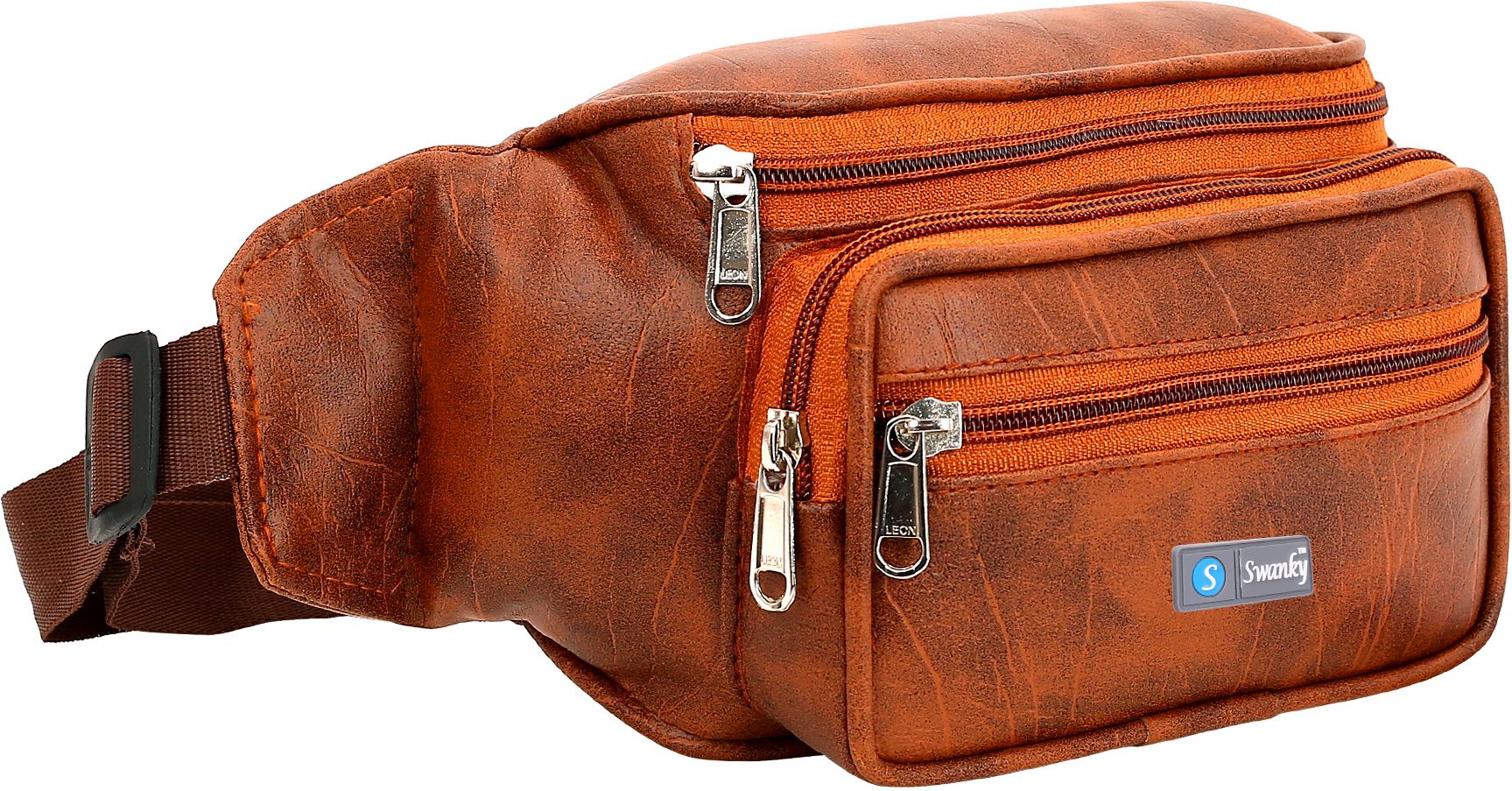 Swanky PU Leather Fanny Pack Tan Waist Bag Kamar Pouch West Bags Waist Bag-image-1