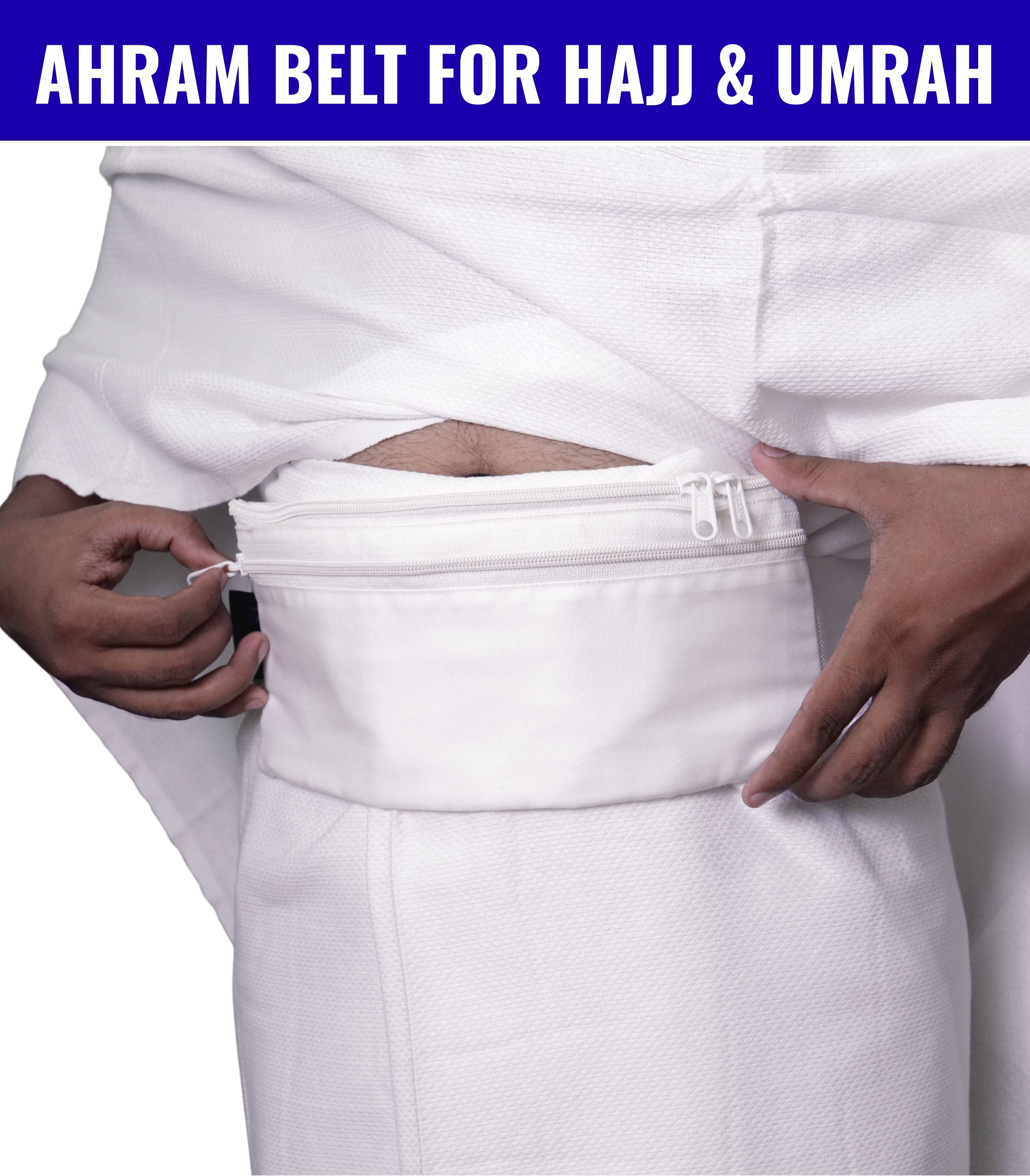 AL SHAD HANDLOOM HOUSE Ahram / Ihram Belt for Men's Hajj & Umrah | Cotton Fabric Belt | Adjustable | Free Size
