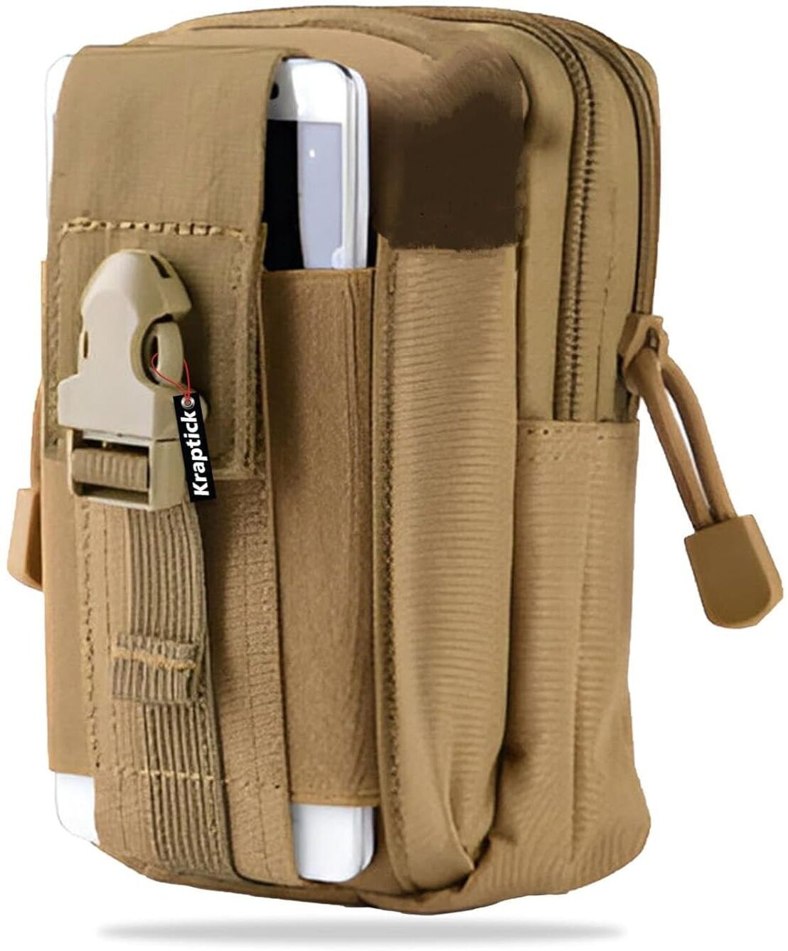 KRAPTICK Multi-Purpose Water Resistant Waist Bag with Dual Compartment, Waist Bag Mobile Phone Holder, Waist Pack for Men, Women Camping Hiking Pouch