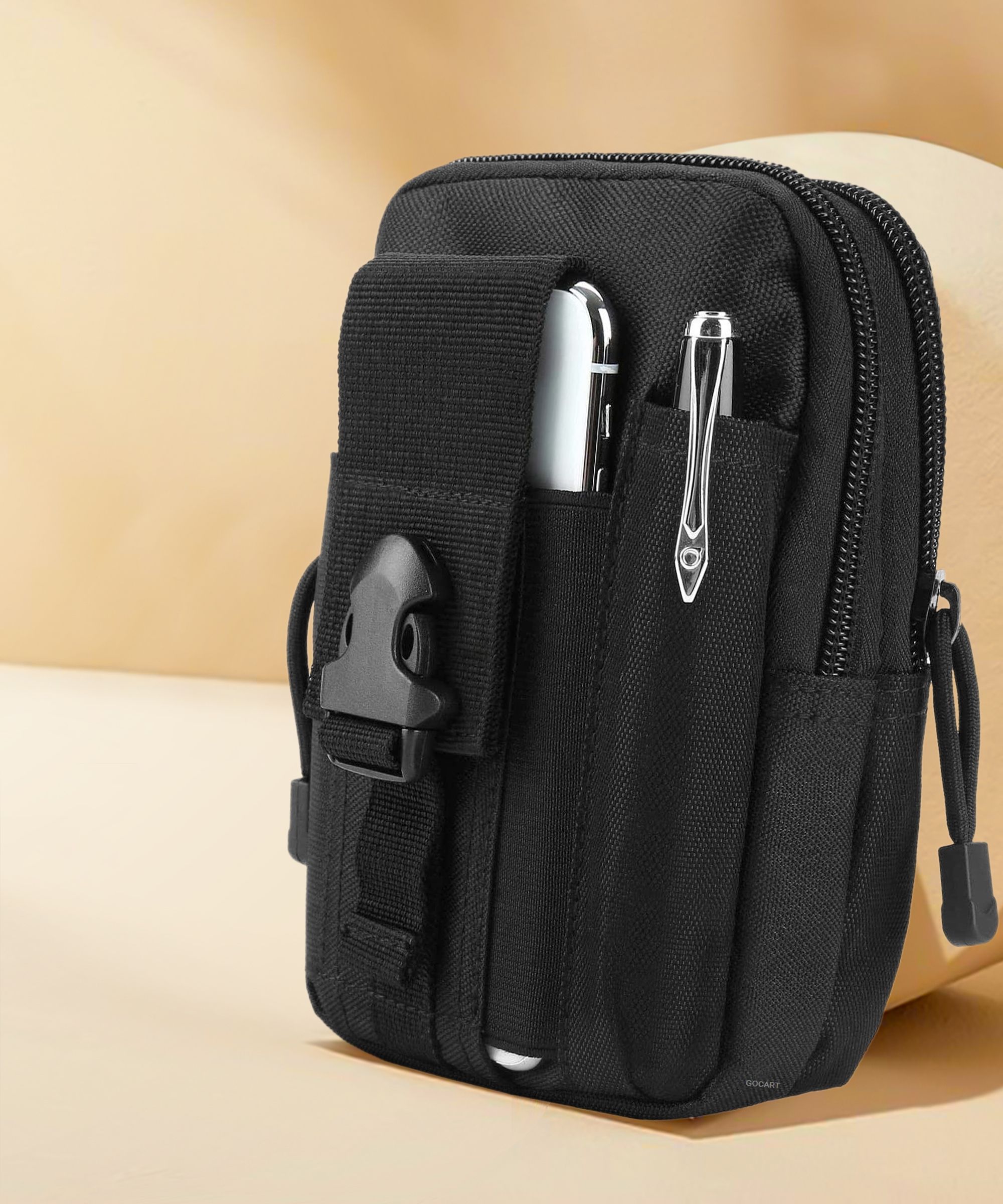 GOCART Waist Belt Bag Wallet Pouch Purse Phone Case with Zipper Waist Bag