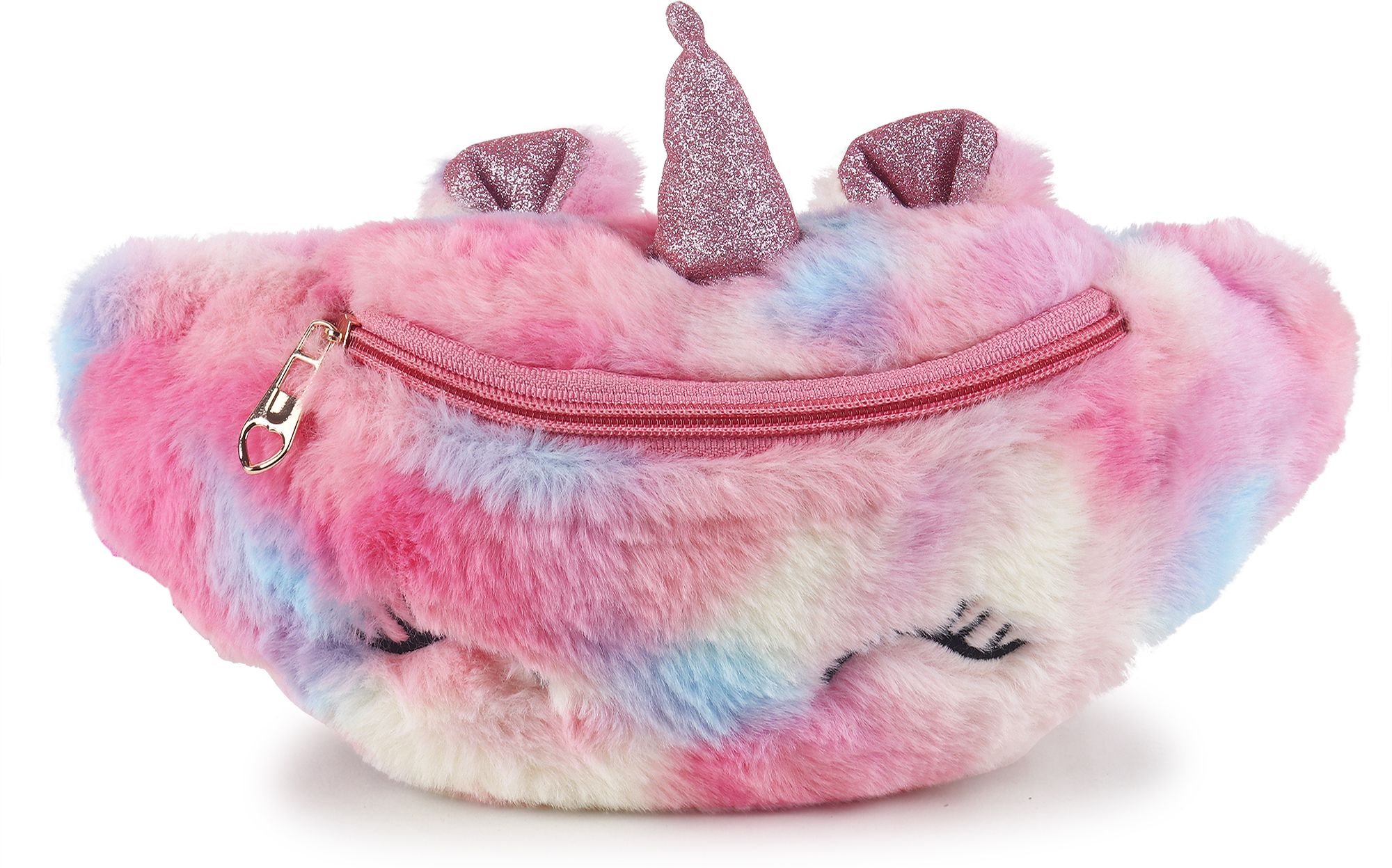 sanjis Toddler Cute Fanny Pack Unicorn Waist Bag Plush Belt Bag Chest Bag Small Shoulder Bag for Kids Faux Fur Purse Girls Belt Bag Cute(Rainbow color) Waist Bag-image-3