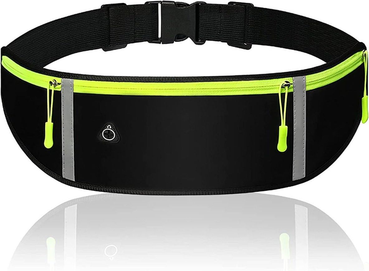 geeo Running Belt, Water Resistant Waist Pack for Men & Women Waist bag Adjustable Fitness Pouch for Mobile, Keys, Money – Ideal for Running