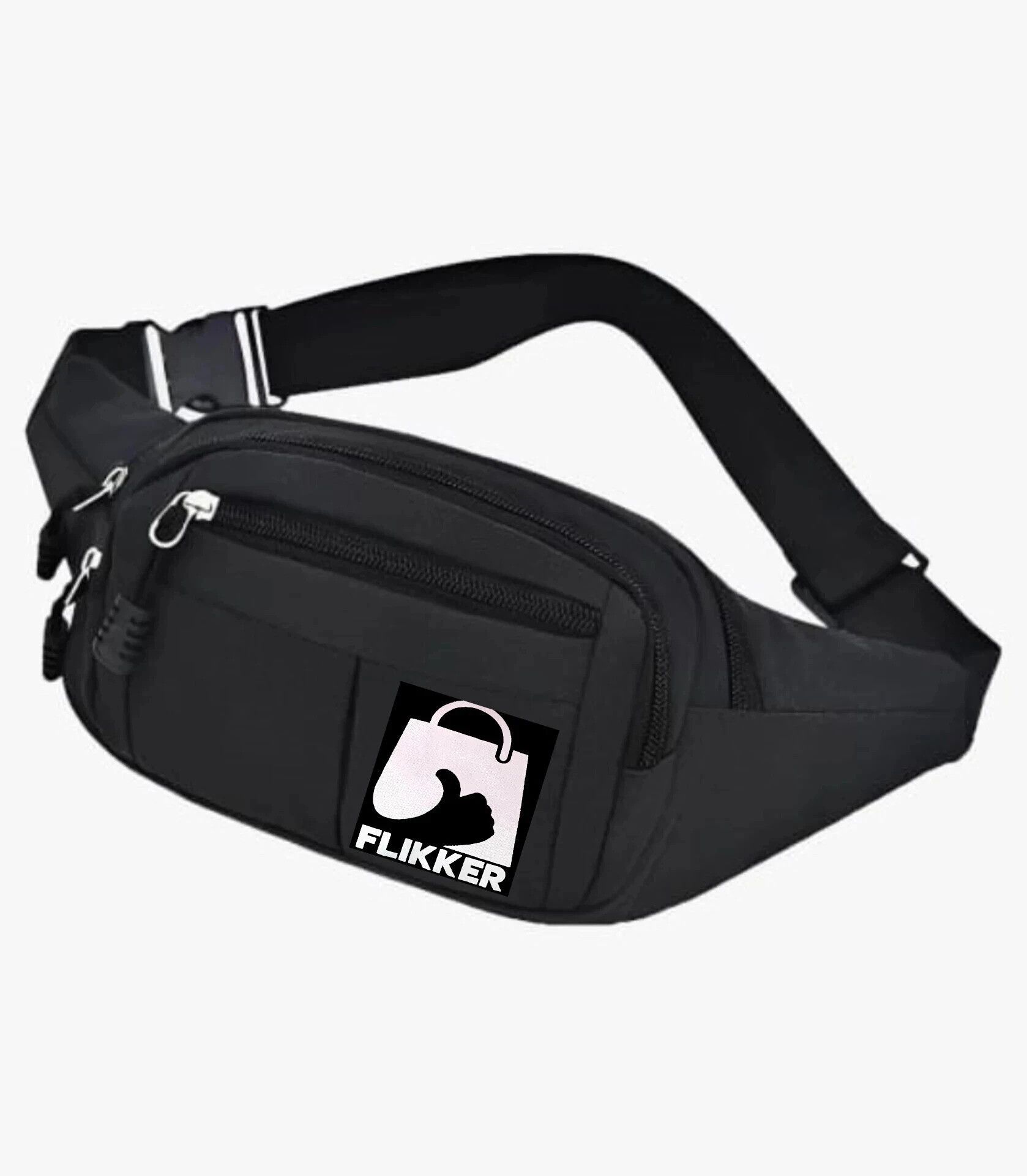 FLIKKER Stylish PU Leather Waist Bag for Men Belt Fanny Bum Bag Unisex Waist Bag (Black) Unisex Waist Bag-image-30