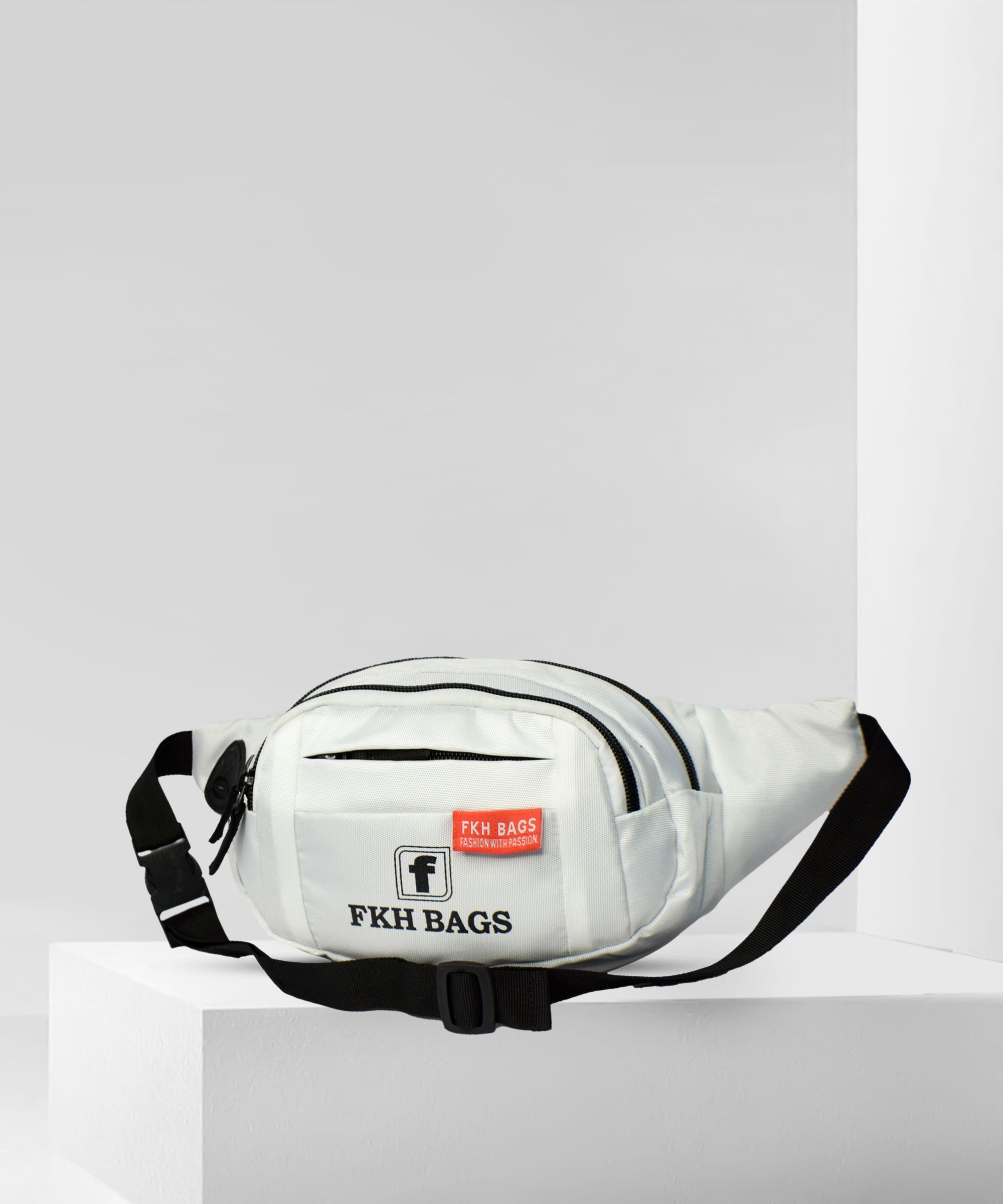 fkhbags flufee white waistbag Real waist bag Elegant Style Travel Pouch Passport Holder with Adjustable Strap-picture-12