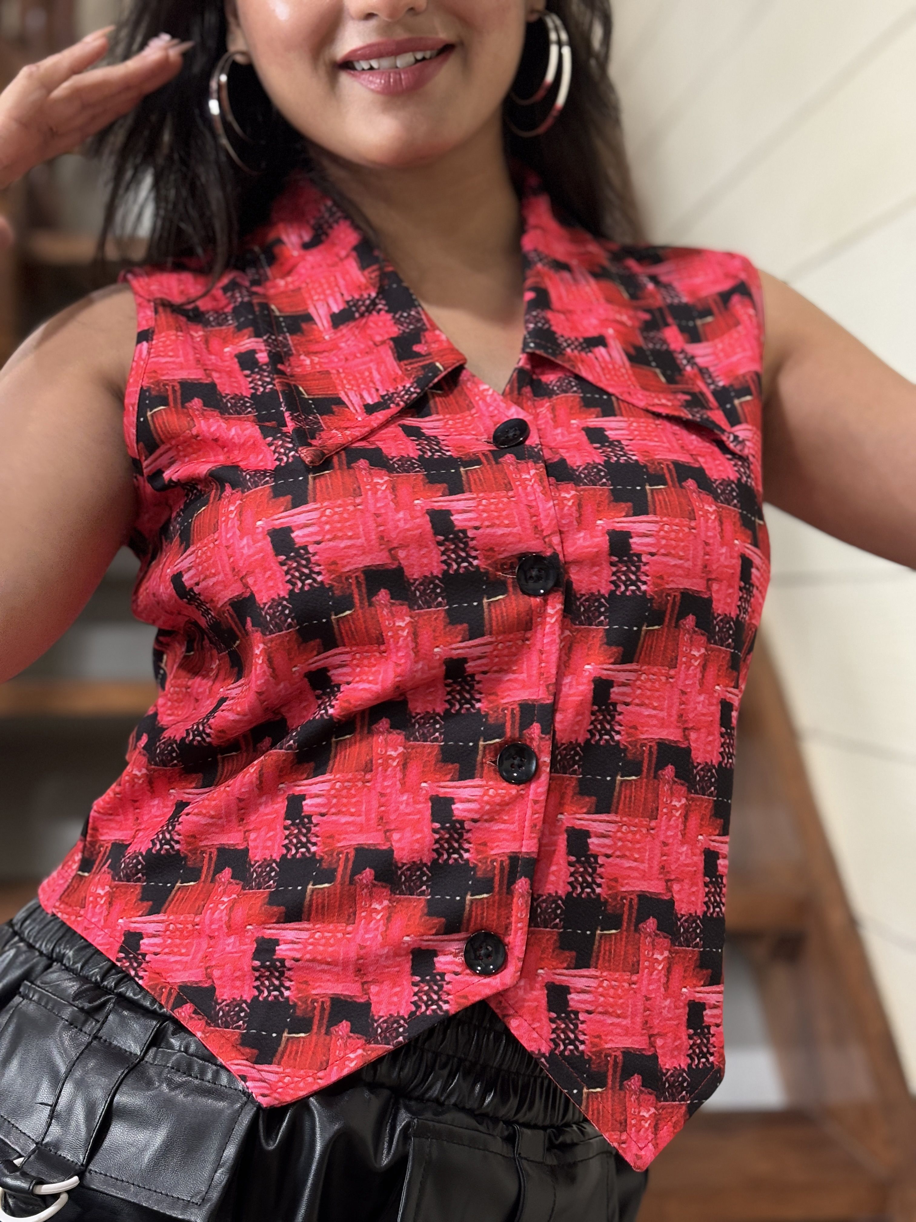 tandul Checkered Women Waistcoat-picture-10