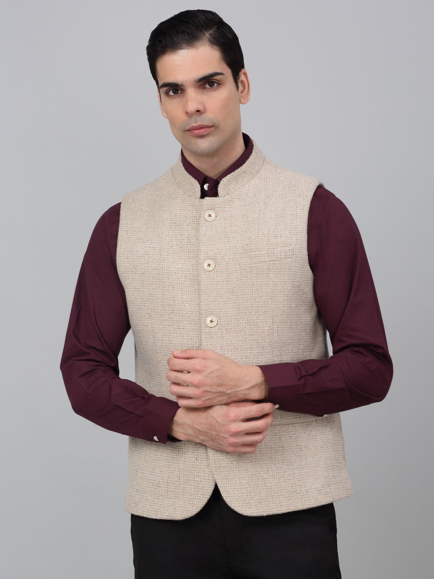cantabil Self Design Men Waistcoat-picture-14