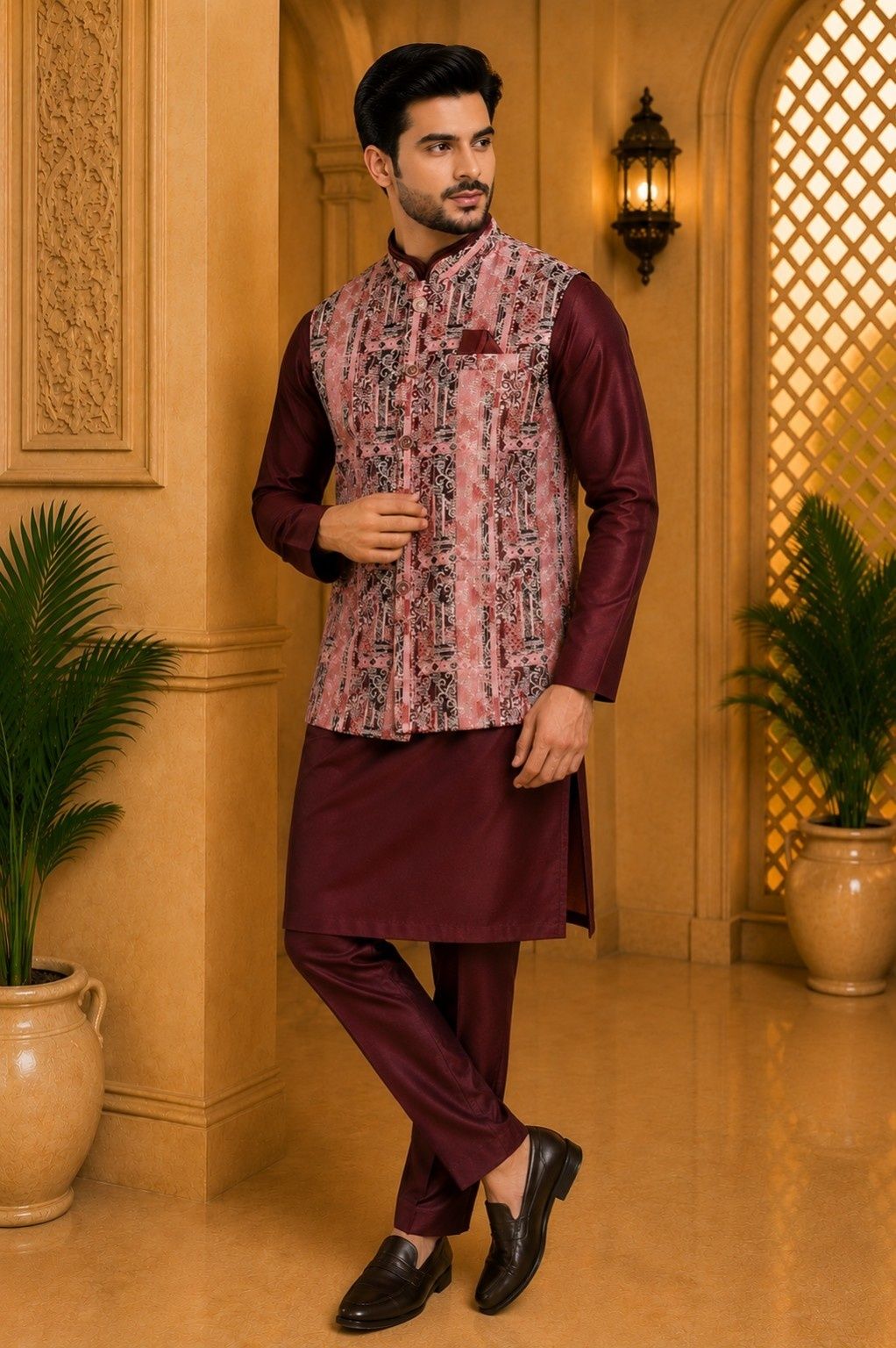 trends of ethnic Geometric Print Men Waistcoat-picture-16