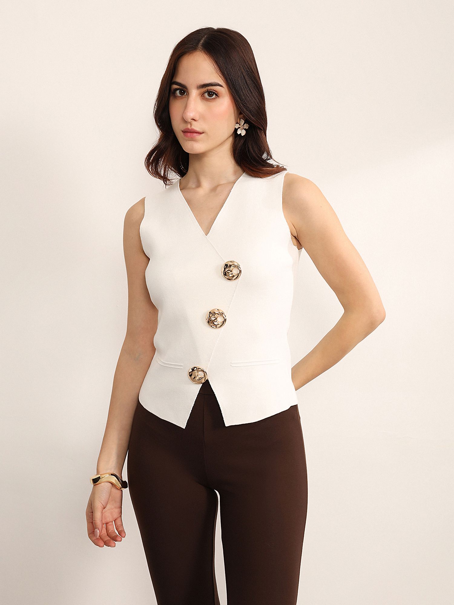 kazo Solid Women Waistcoat-picture-16