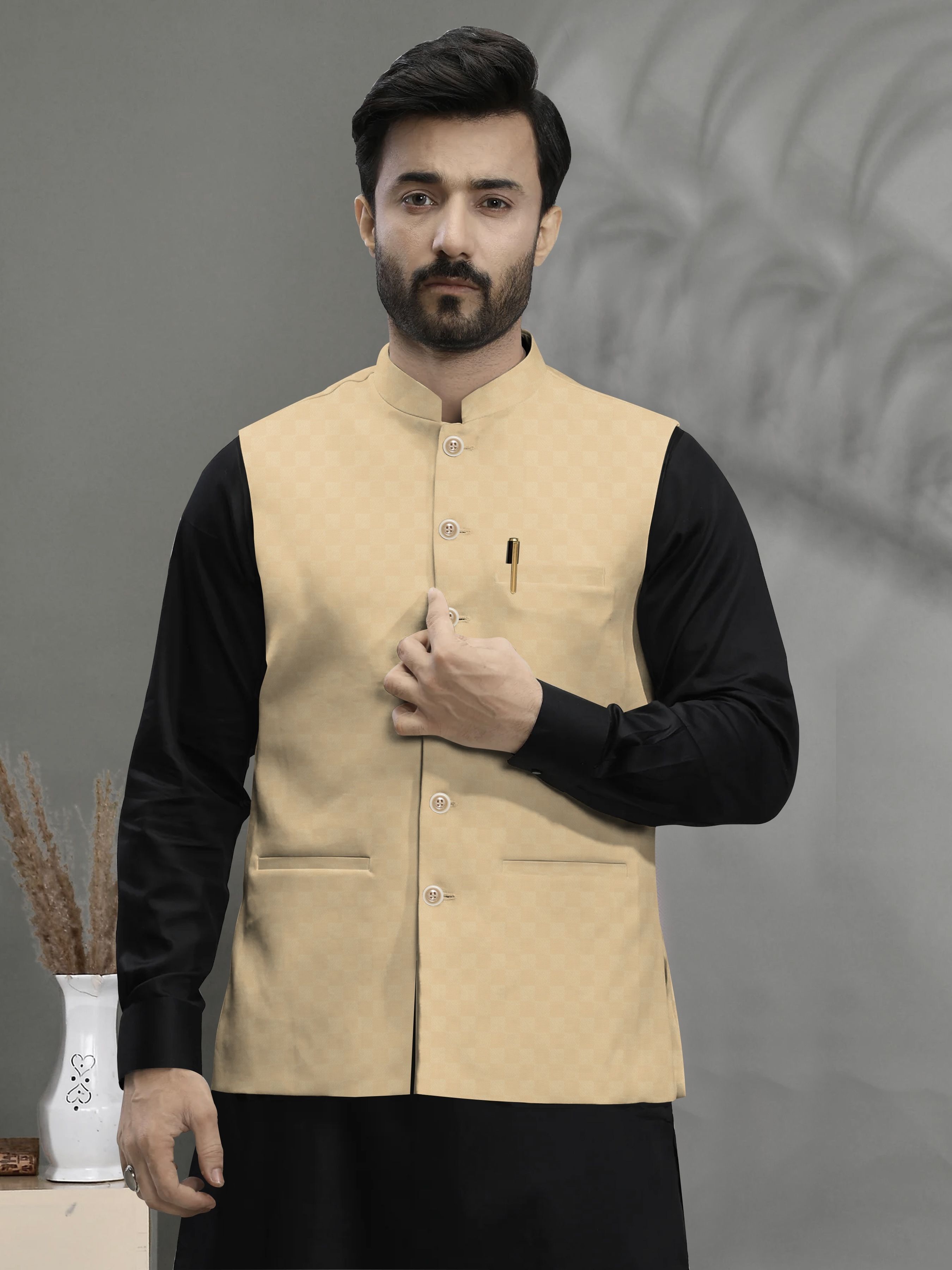 Self Design Men Waistcoat