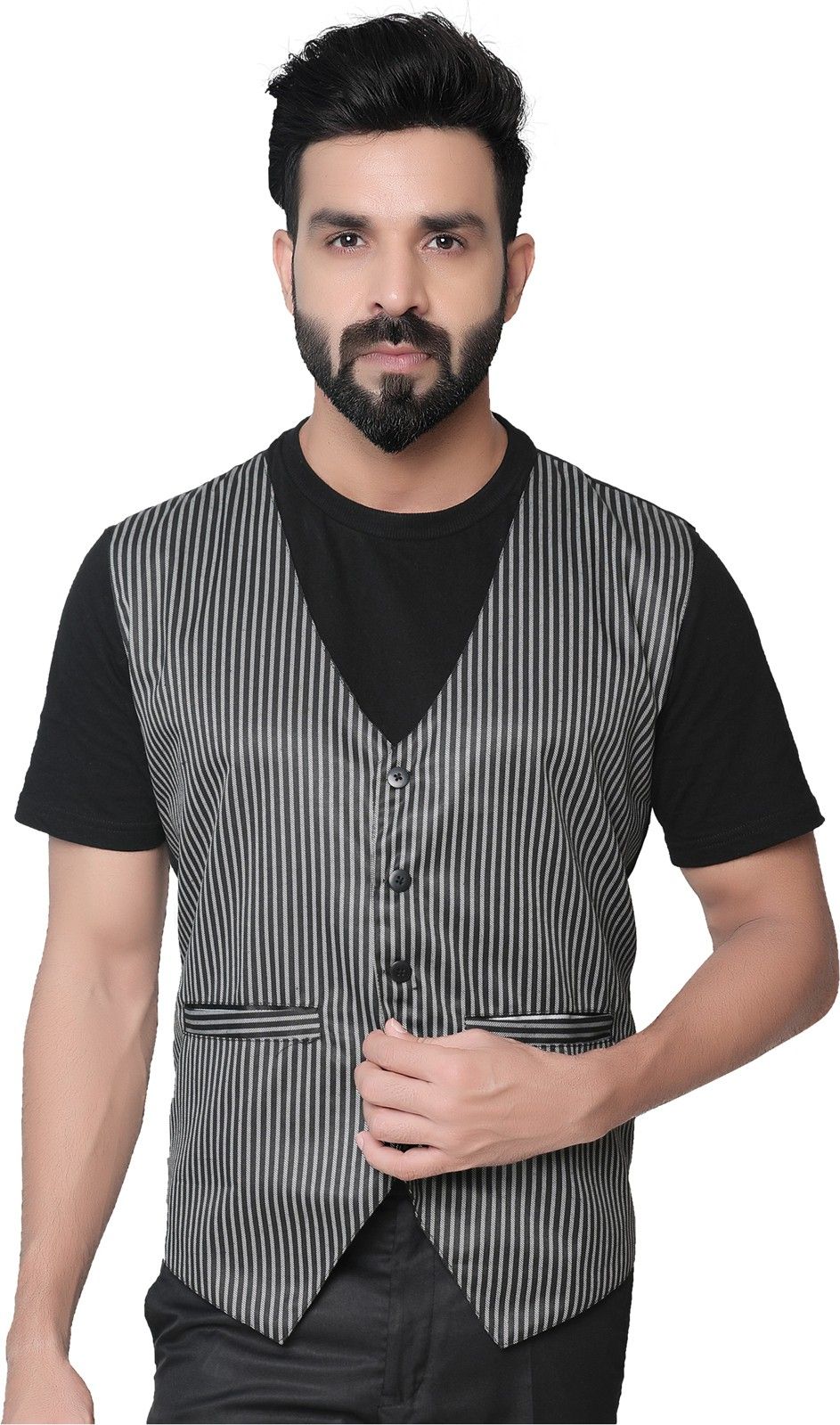 click one Striped Men Waistcoat-picture-45