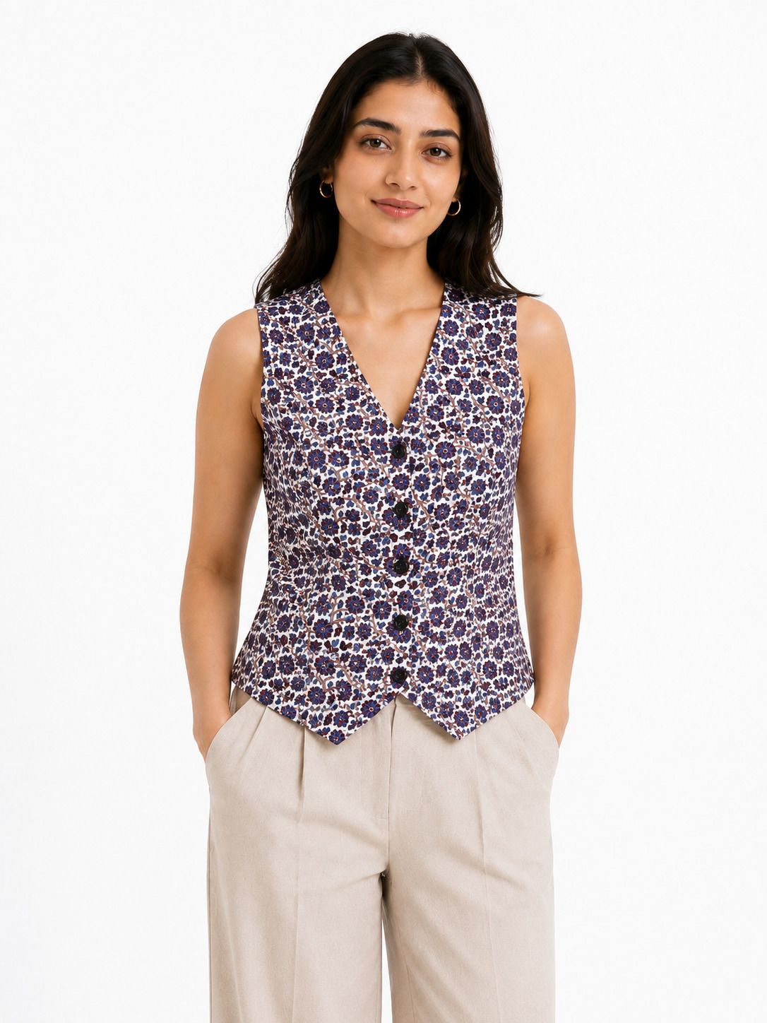 indiasi Floral Print Women Waistcoat-picture-17