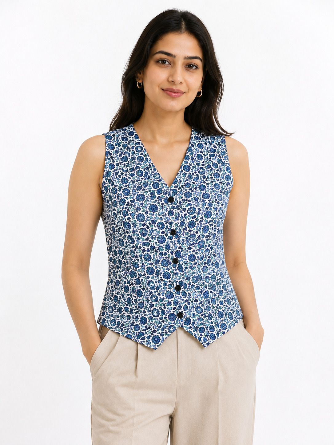 indiasi Floral Print Women Waistcoat-picture-14