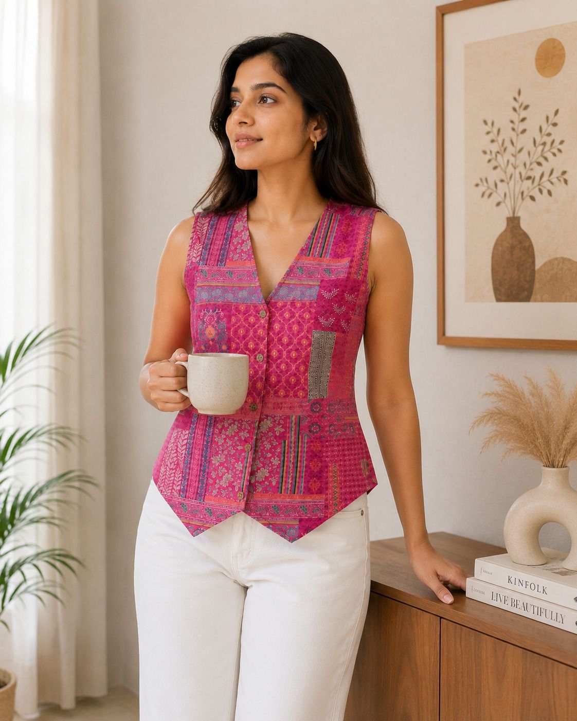 rajasi Geometric Print Women Waistcoat-picture-43
