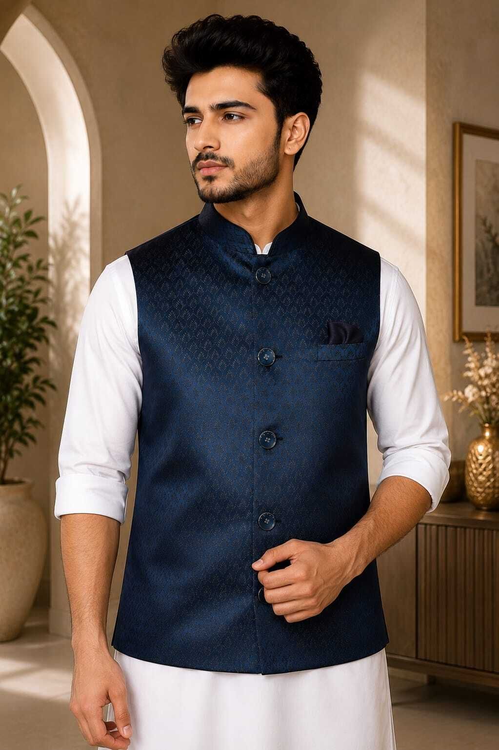 wanas Self Design Men Waistcoat-picture-12