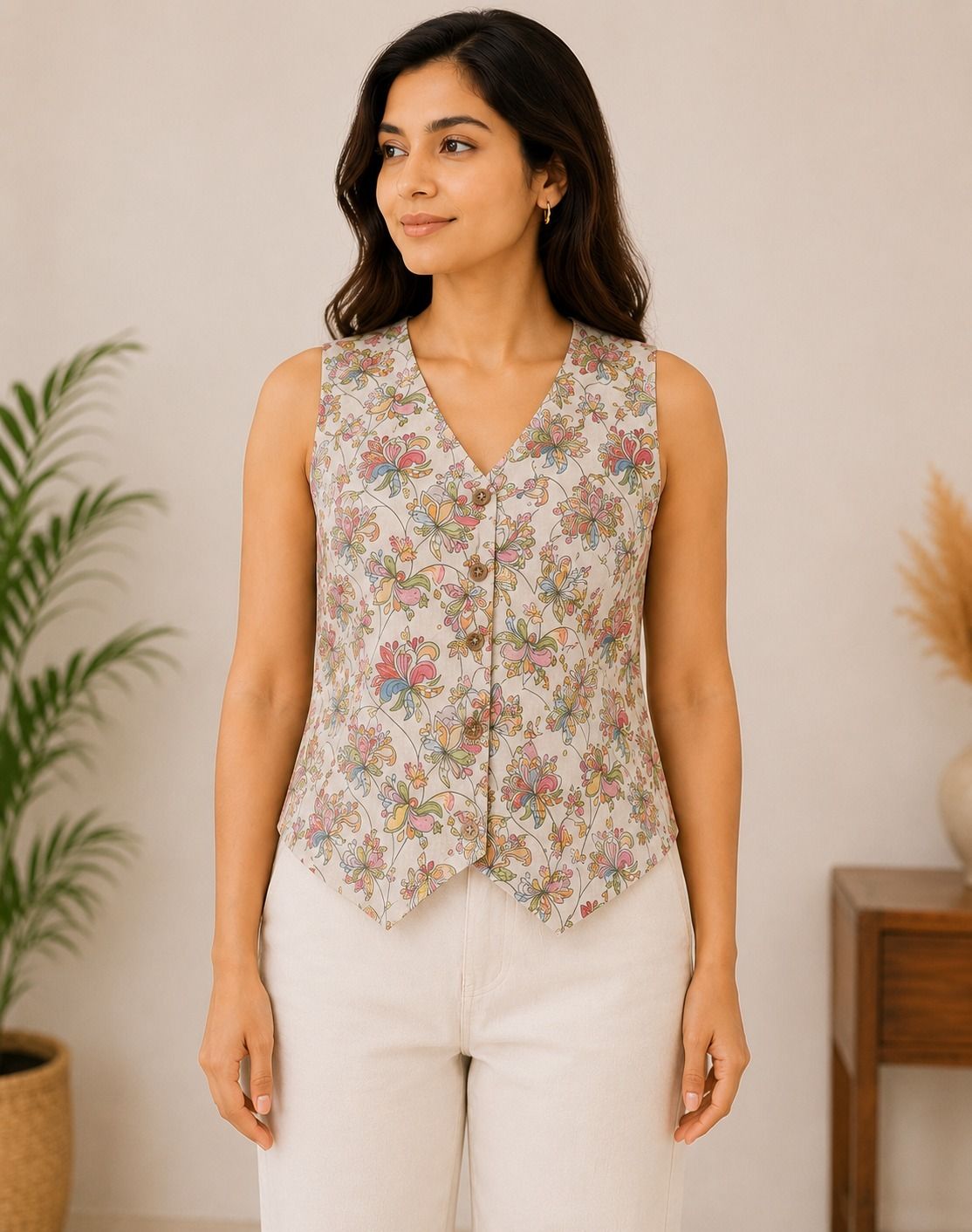 hayasworld Floral Print Women Waistcoat-picture-32
