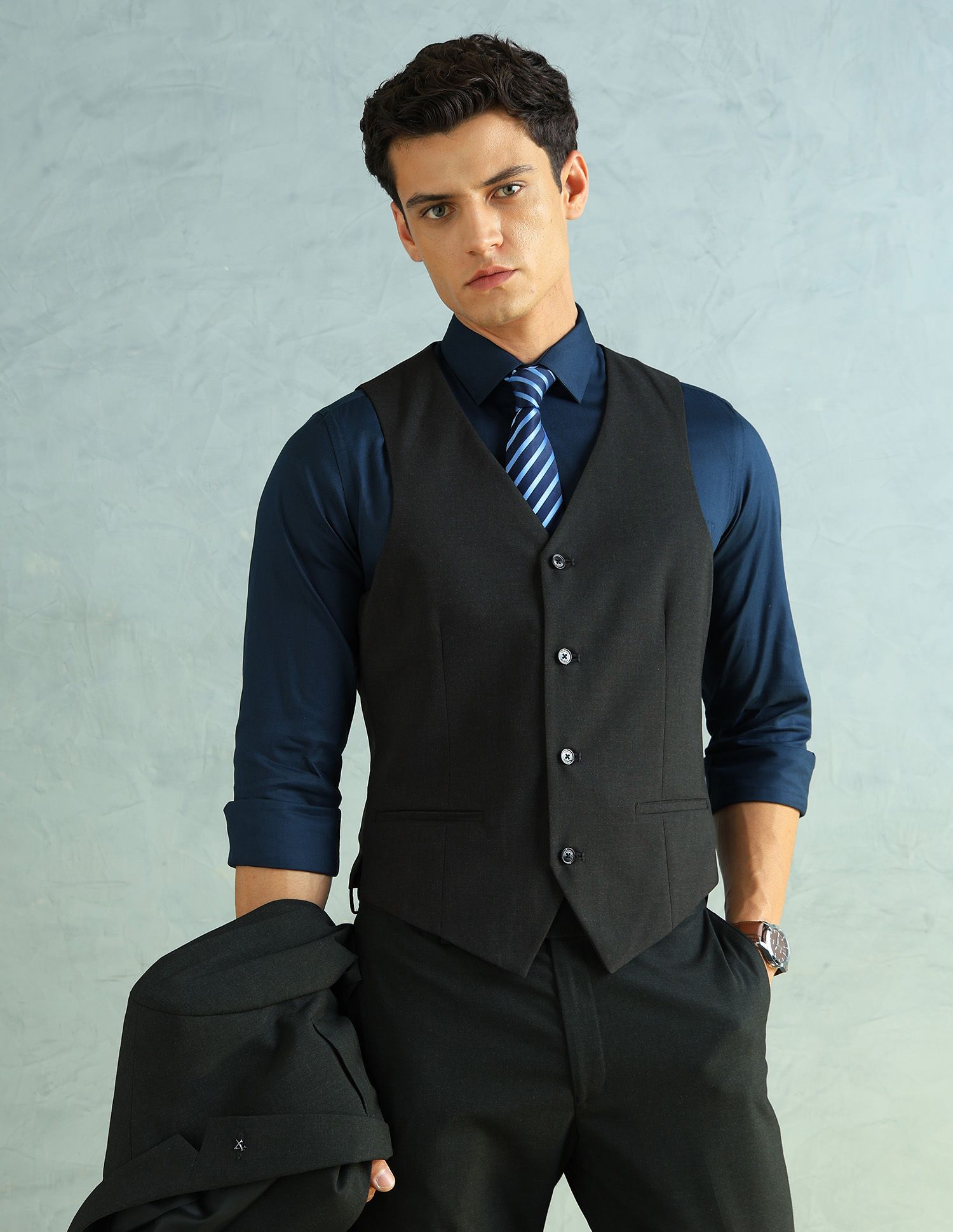 arrow Self Design Men Waistcoat-picture-10