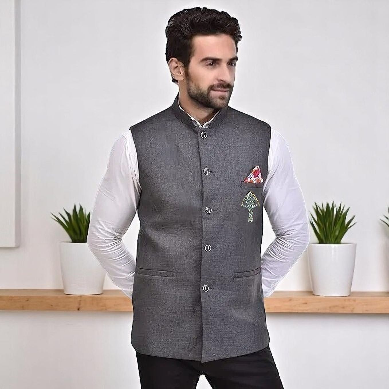 houseofcommon Solid Men Waistcoat-picture-13