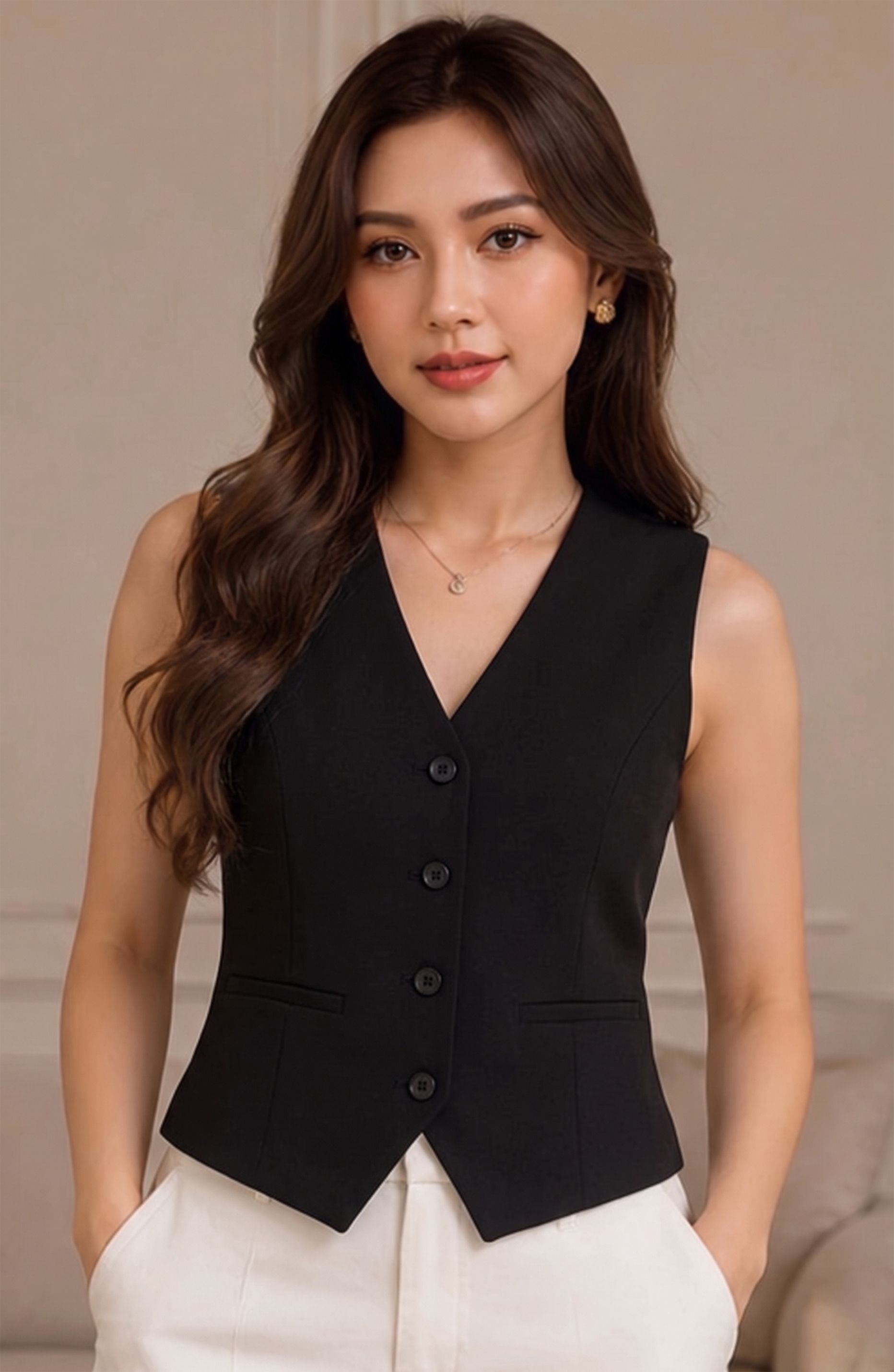 alloro Solid Women Waistcoat-picture-18