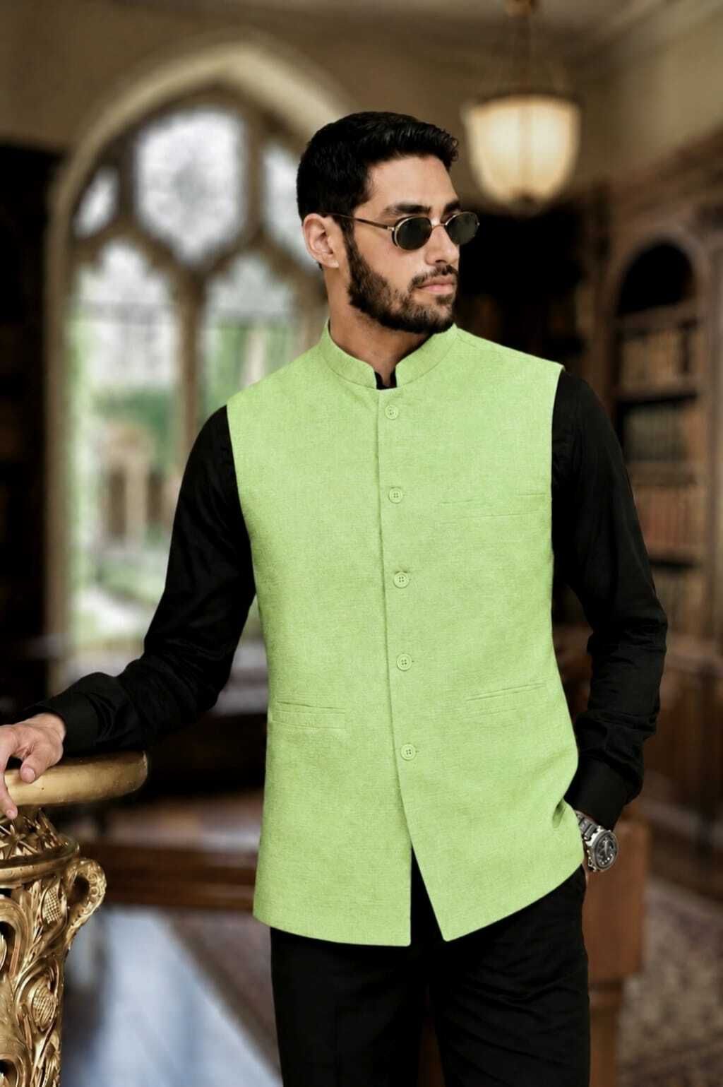 w s textile Solid Men Waistcoat-picture-0
