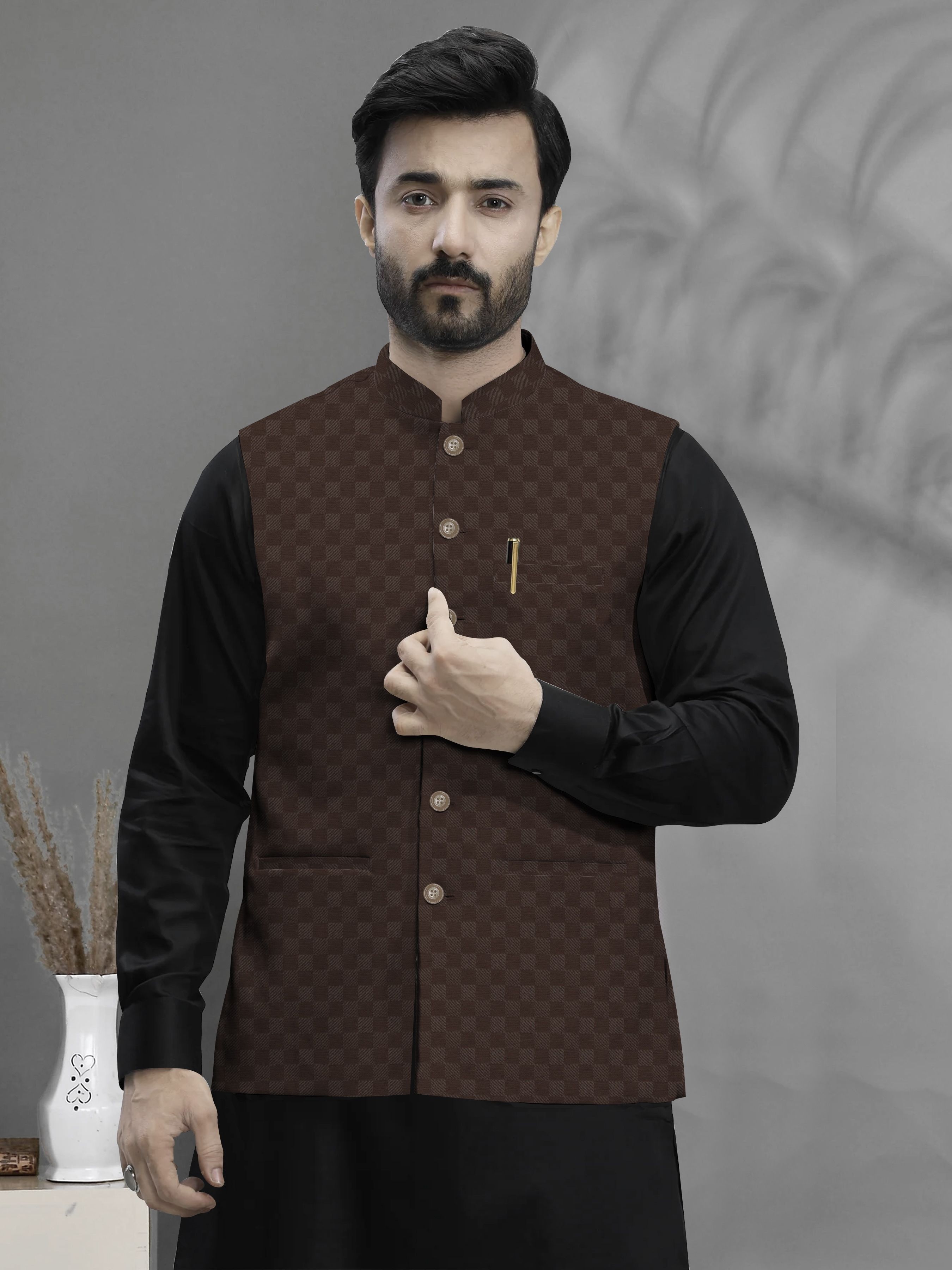 w s textile Checkered Men Waistcoat-picture-17