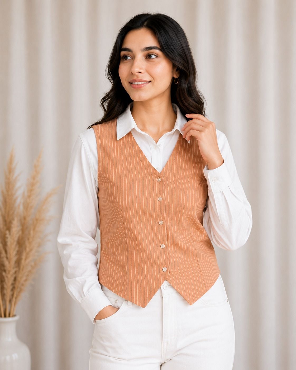 hayasworld Striped Women Waistcoat-picture-14